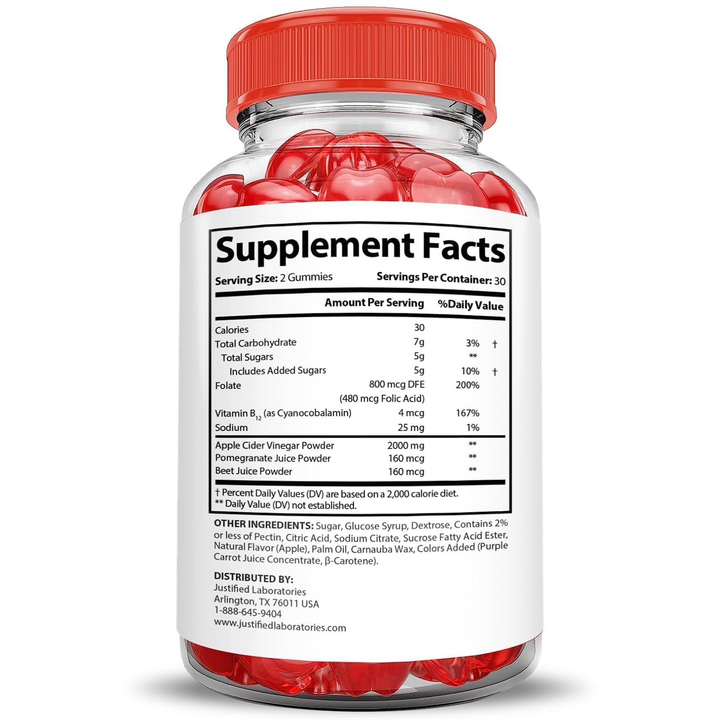 Justified Laboratories Ignite Keto ACV Gummies Extreme 2000MG, 60 Gummies