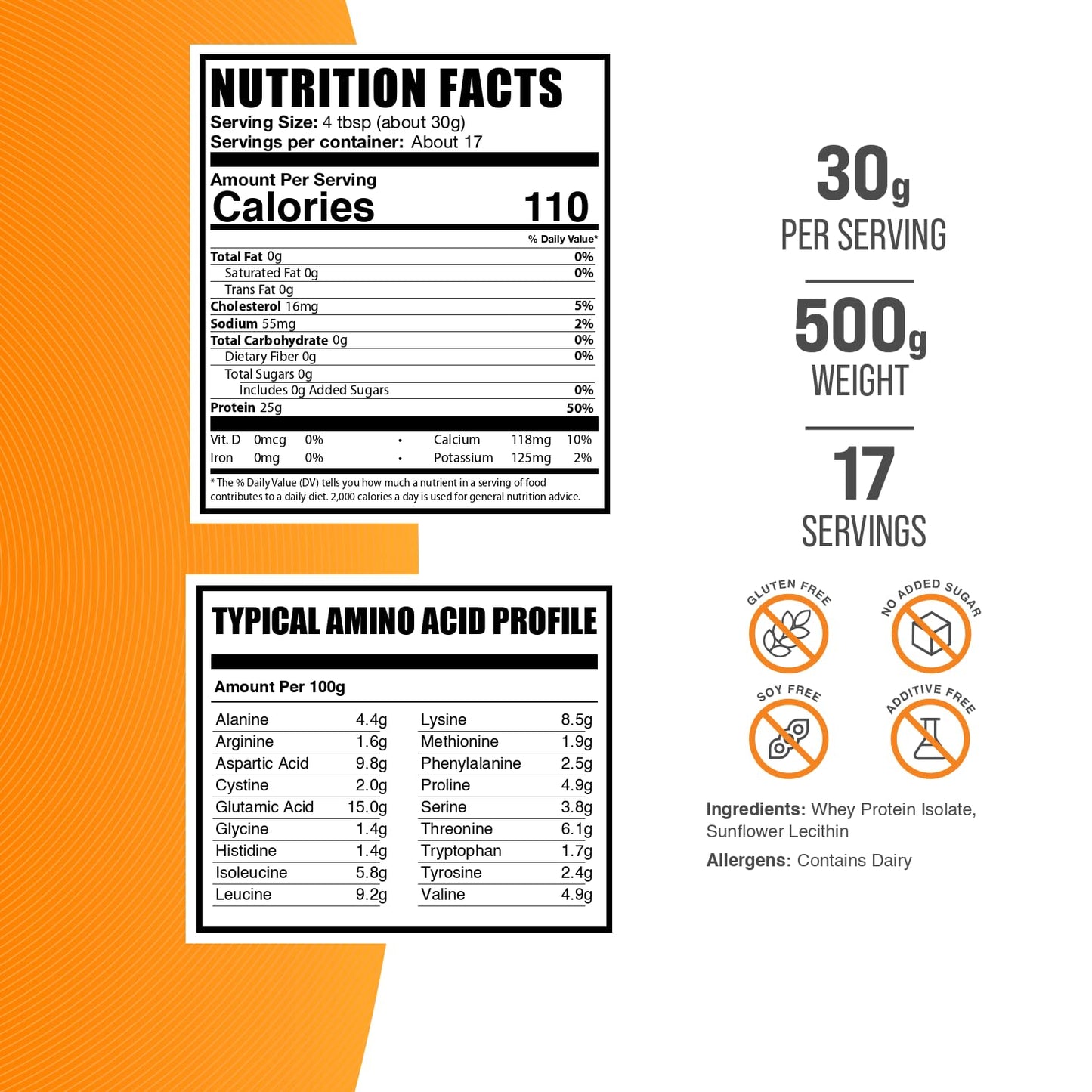 BulkSupplements Whey Protein Isolate Powder, 17.6 oz