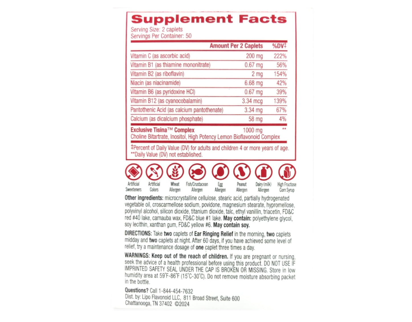 Lipo-Flavonoid Plus Dietary Supplement For Ear Health Caplets 300