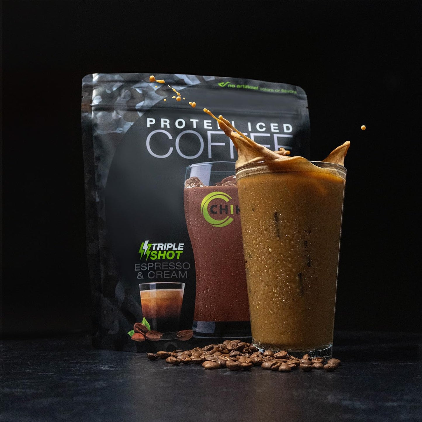 CHIKE Triple Shot Espresso & Cream Protein Iced Coffee Powder 15.8 Ounce