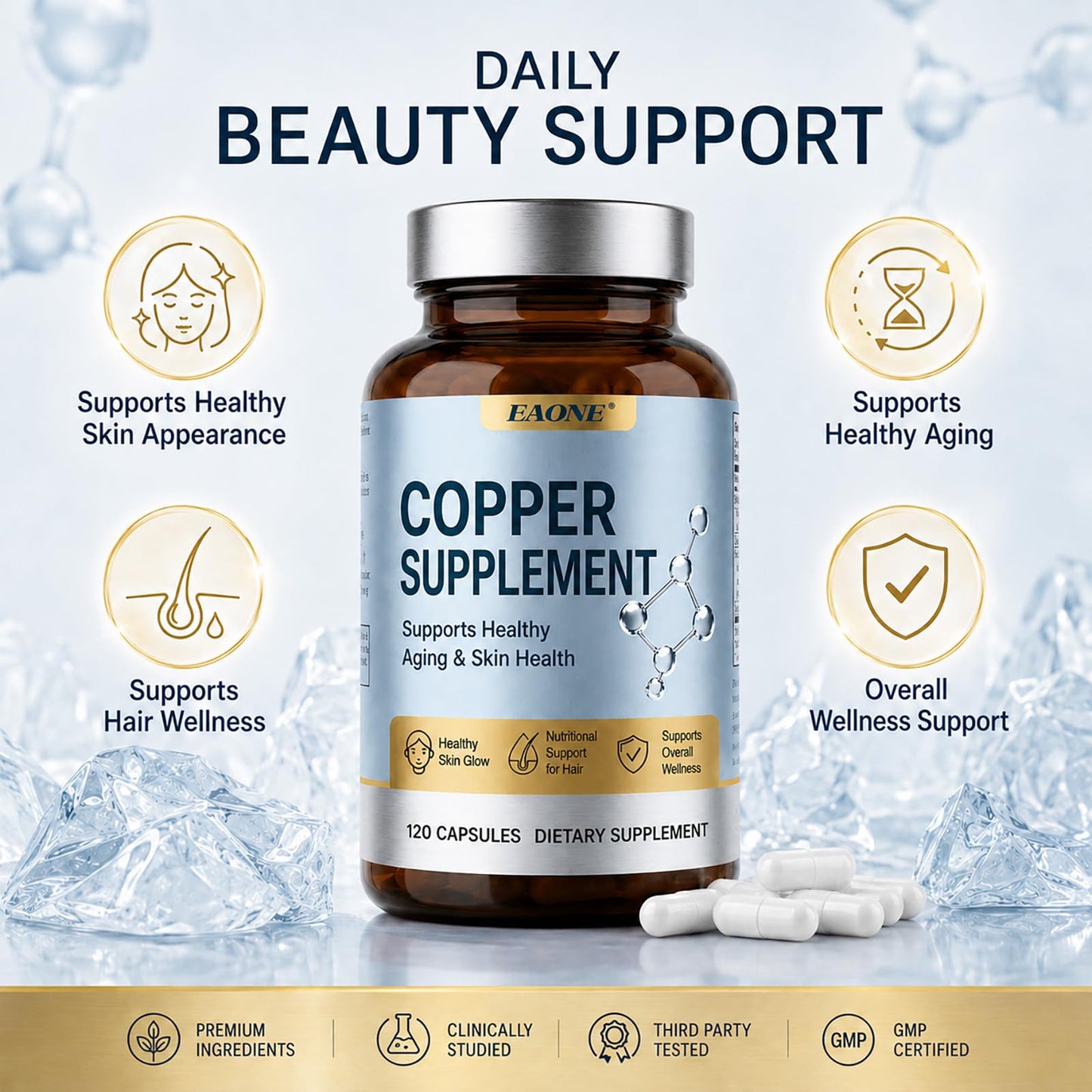 EAONE GHK-Cu Copper Peptide Supplement Capsules 120