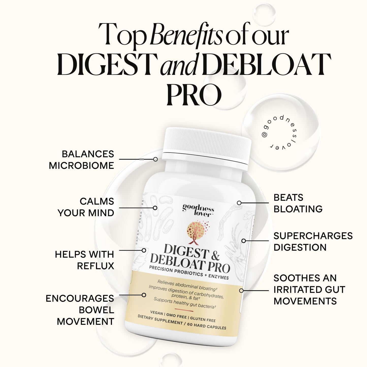 Goodness Lover Digest & Debloat Pro Enzymes & Probiotics Capsule 60 Capsules