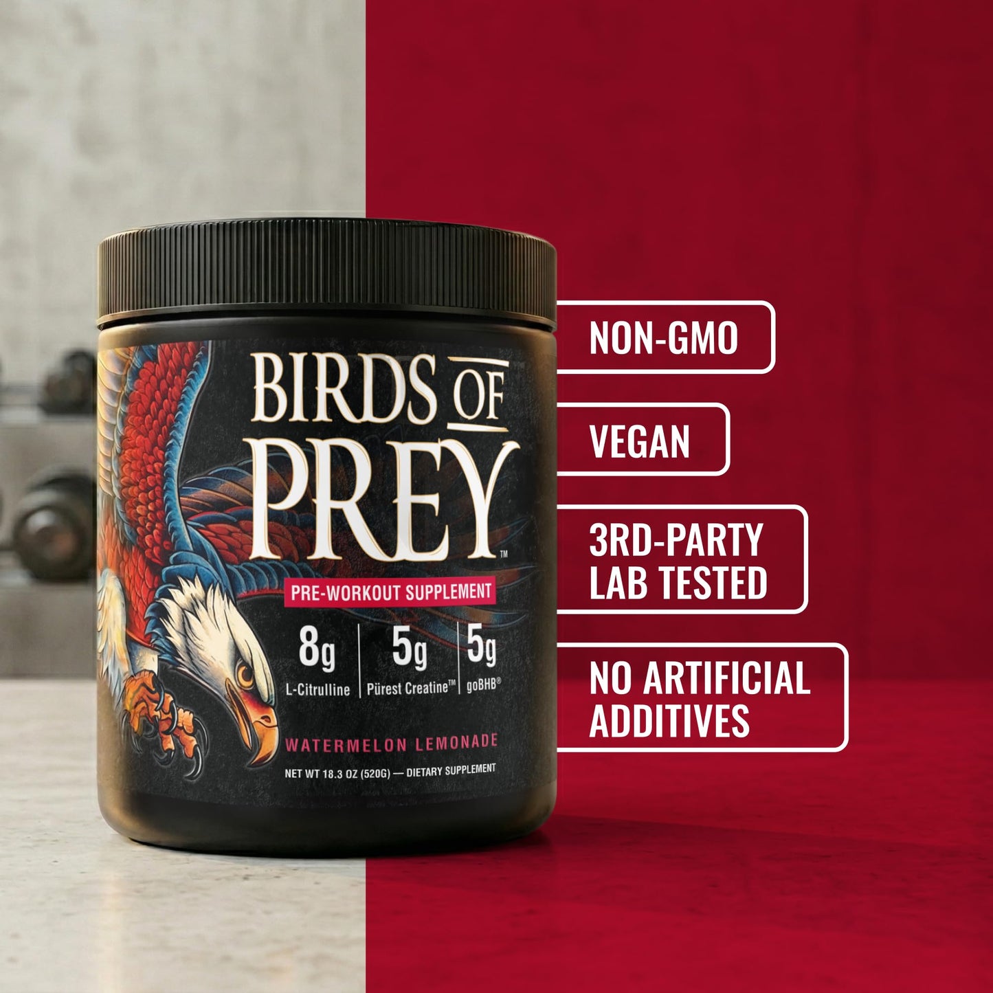 CleanForm Nutrition Birds of Prey goBHB® Caffeine-Free Pre-Workout Powder, 18.3 oz