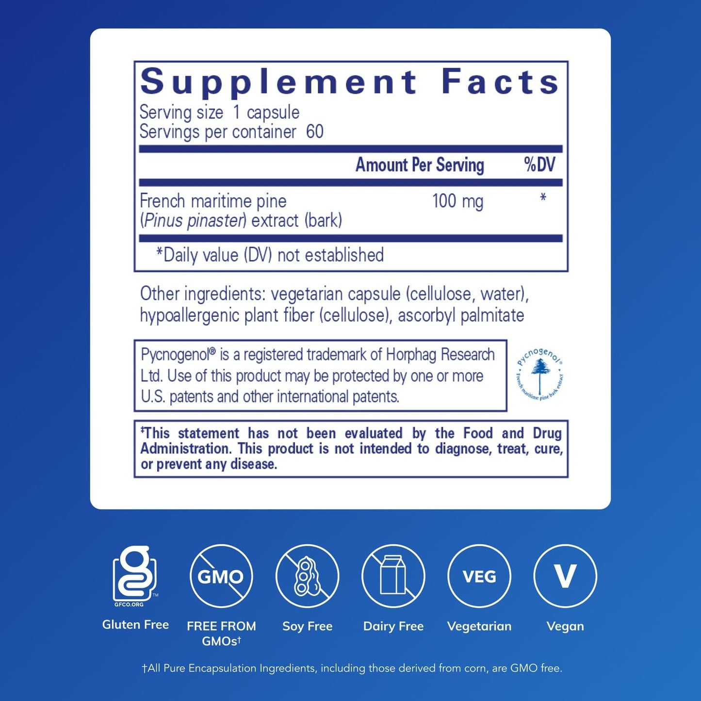 Pure Encapsulations Pycnogenol 100 mg, 60 Capsules
