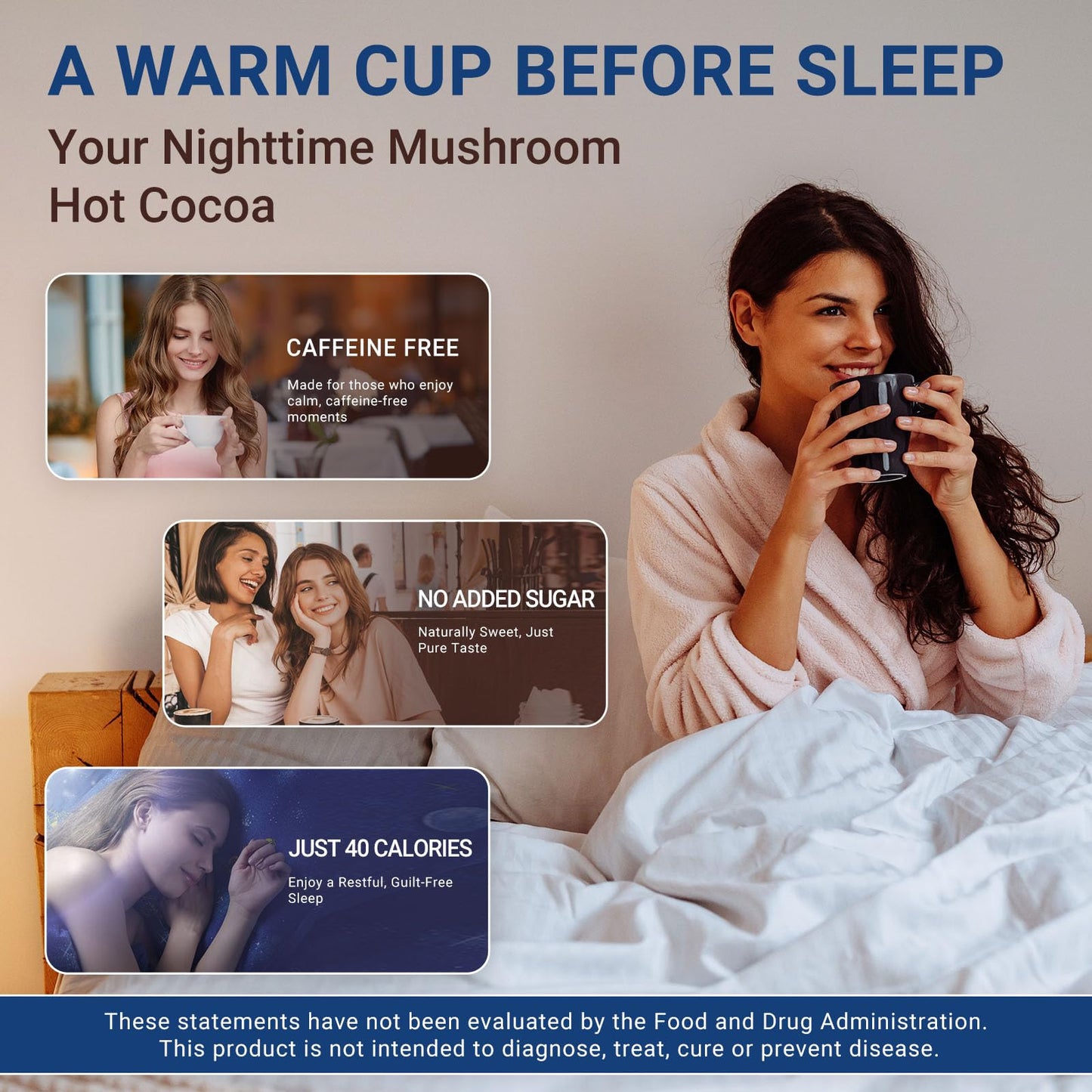 Buporai Mushroom Hot Cocoa with Melatonin, Reishi Powder 11.64 Ounce