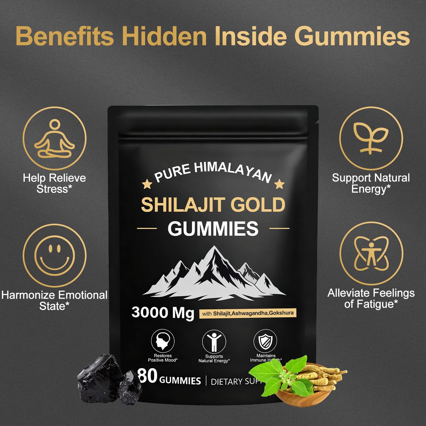 Blumskin Shilajit Gummies for Men & Women, Fulvic Trace Minerals Micronutrient Supplement for Energy & Wellness, No Added Sugar Non-GMO 100% Natural Organic, 80 Gummies