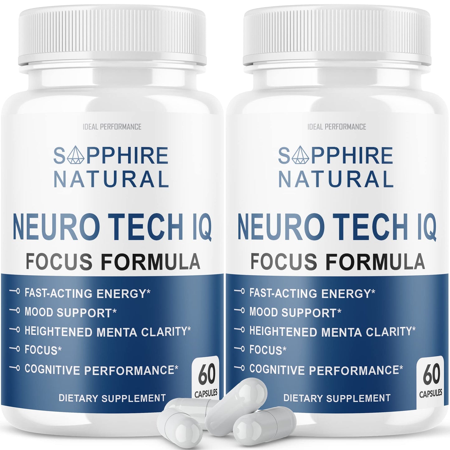 IDEAL PERFORMANCE Neuro Tech IQ Brain Supplement Neurotech IQ Focus Formula Capsules 120 Count