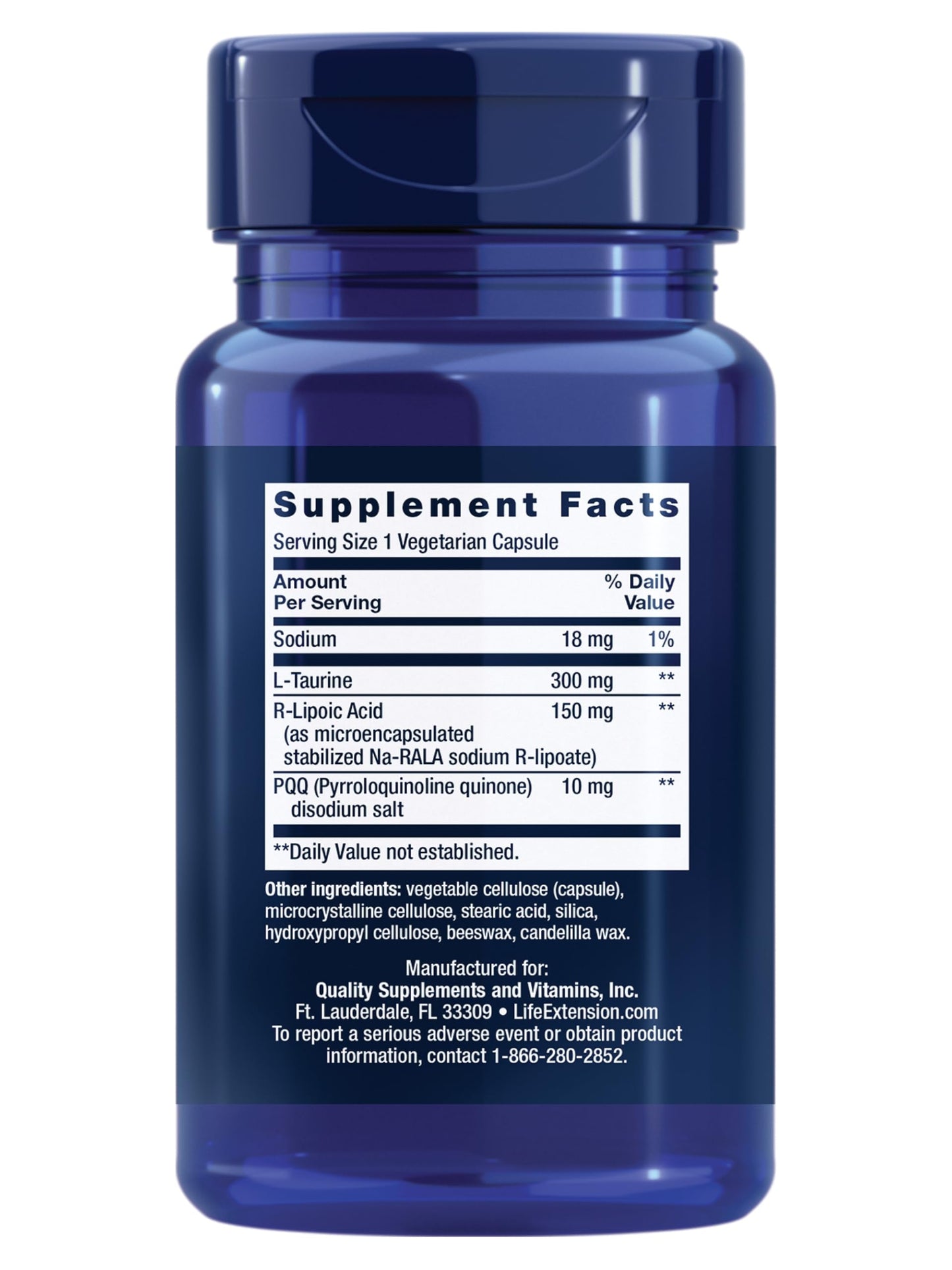 Life Extension Mitochondrial Basics with PQQ, L-Taurine, R-Lipoic Acid Capsules, 30 Count