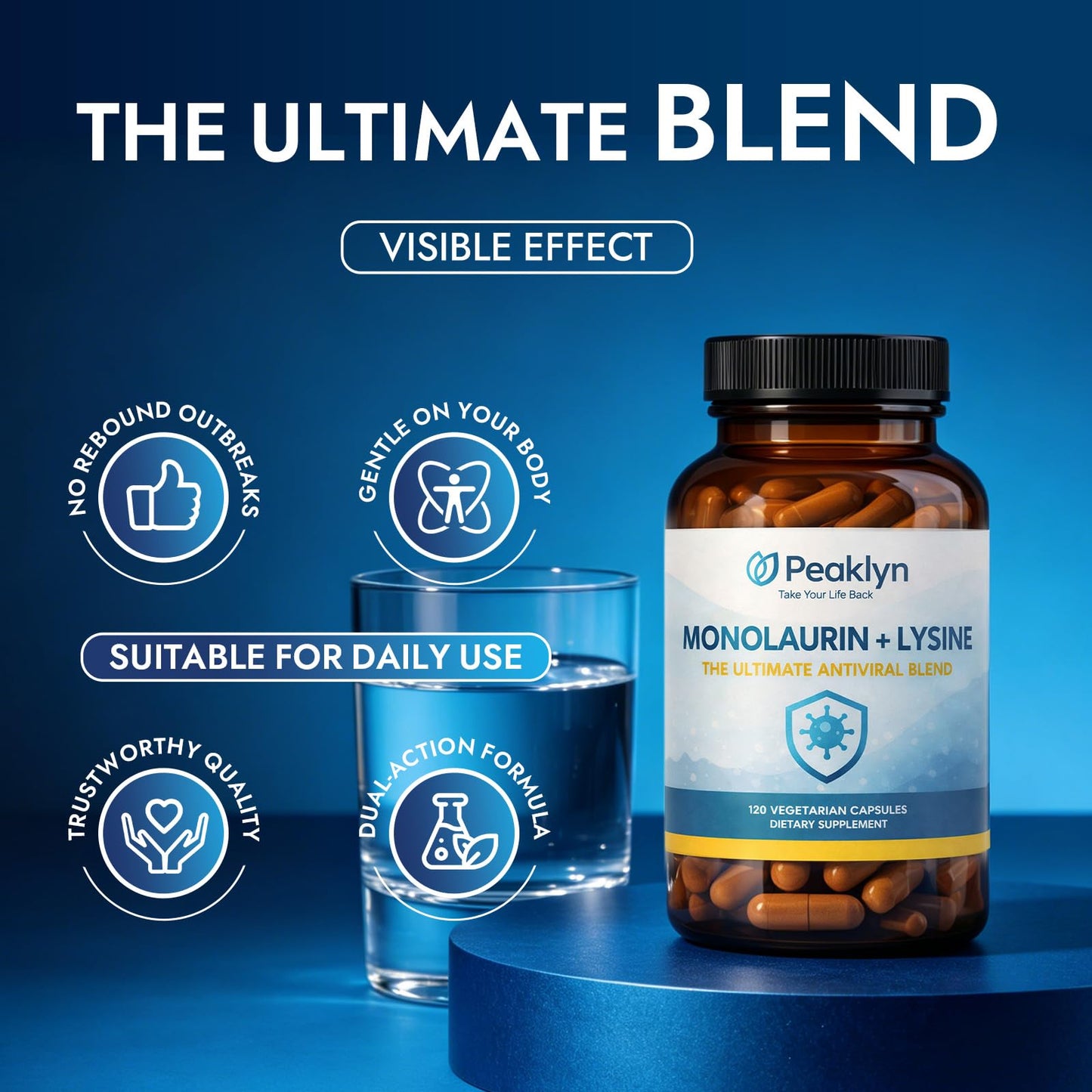 AuraNaturals Peaklyn Monolaurin Lysine Capsule, 120 Capsules