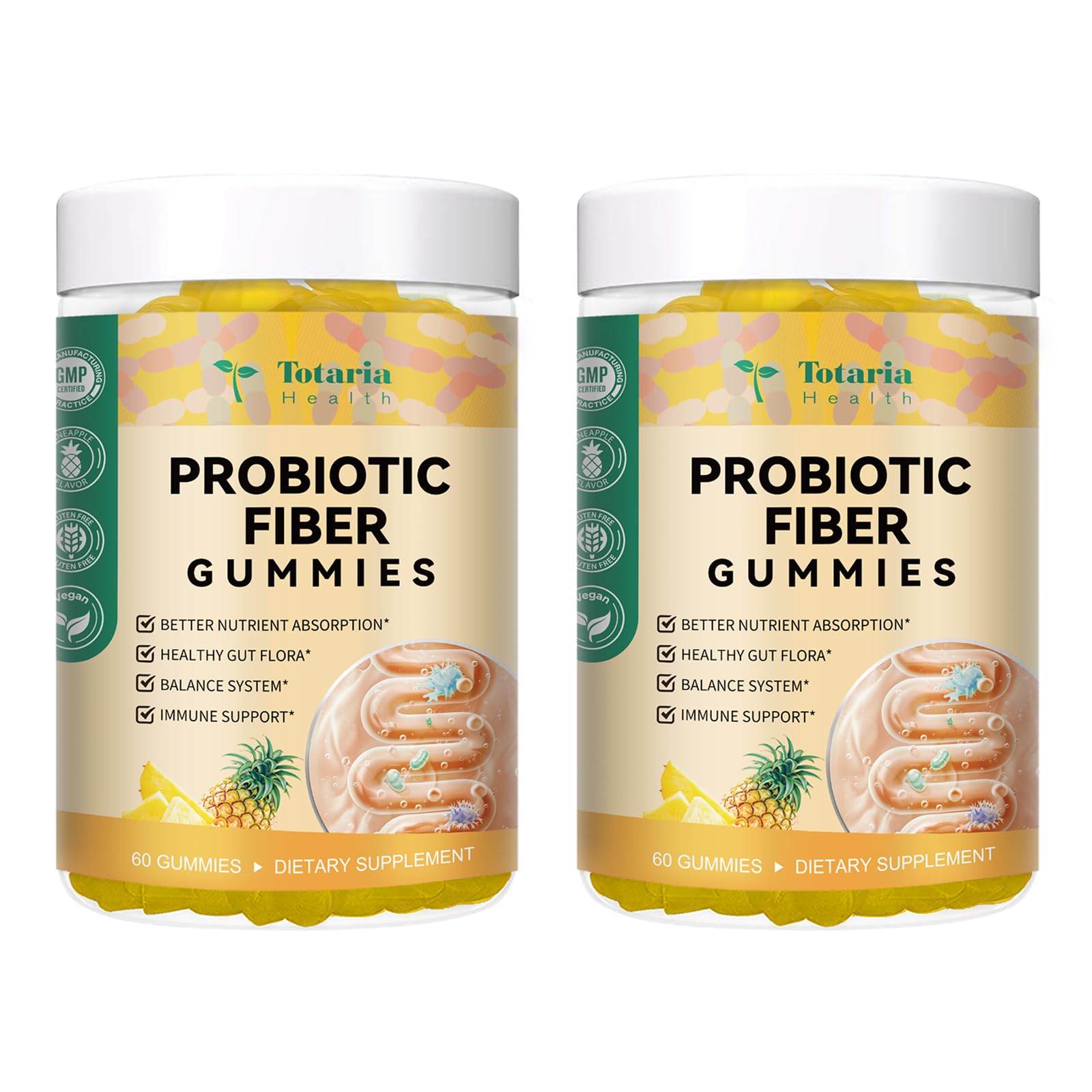 Totaria Fiber Gummies Pineapple 120 Gummies