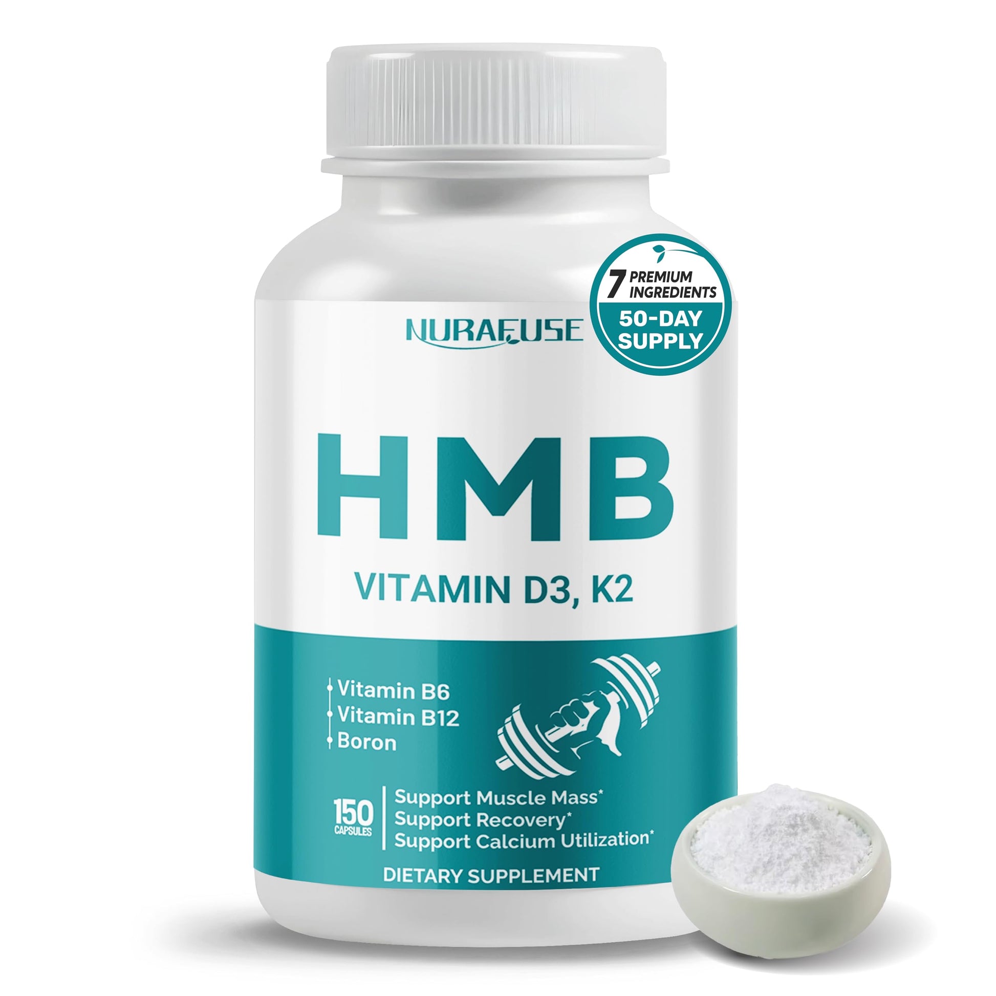 NURAFUSE Liposomal HMB with Vitamin D3 and K2 Capsules, 150 Count