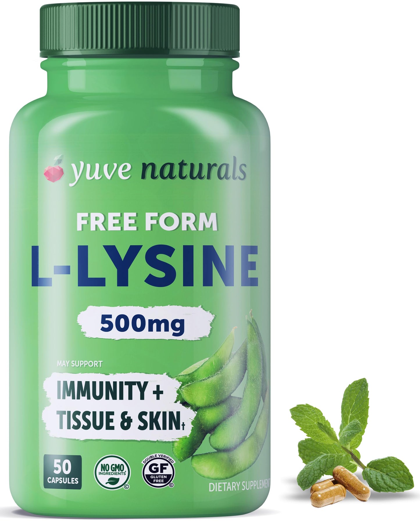 Yuve L-Lysine 500 mg Capsules, 50 Capsules