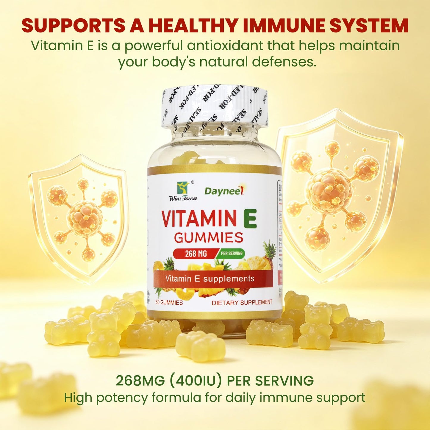 Wins Town Vitamin E Gummies 400IU 60 Count