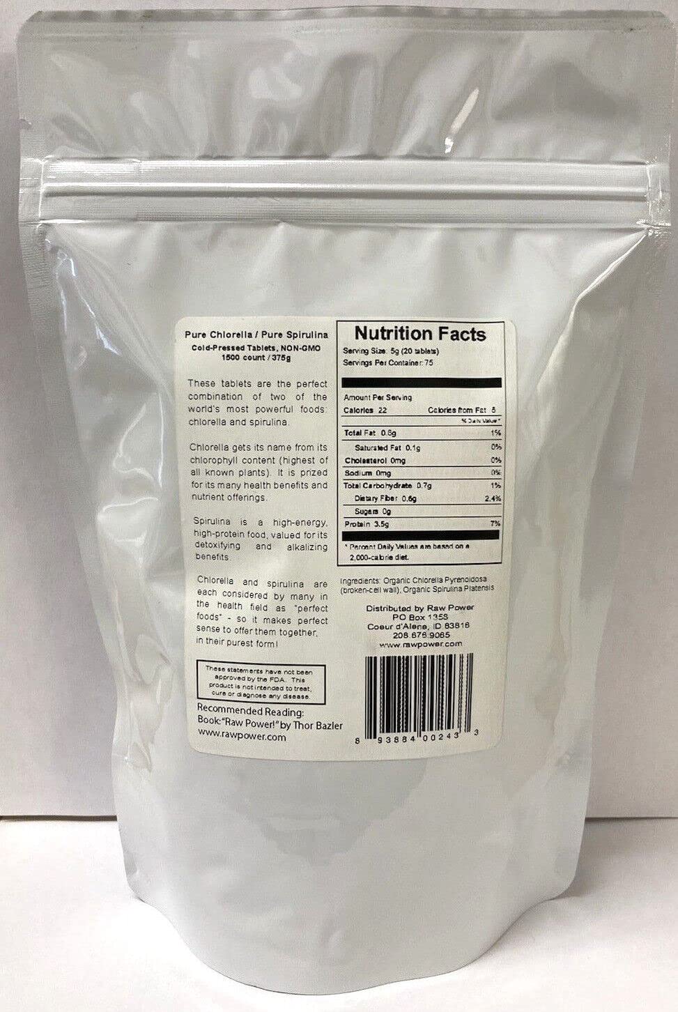 Raw Power Chlorella/Spirulina Tablets 1 Count
