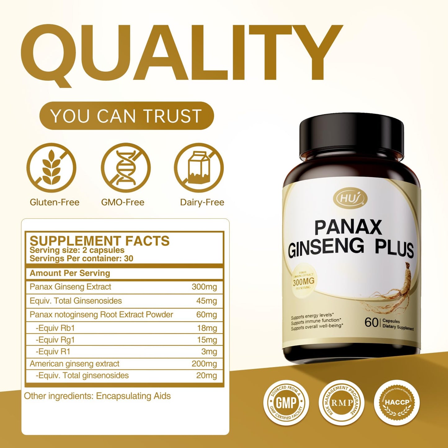 HUJ Panax Ginseng Plus Capsule, 60 Capsules