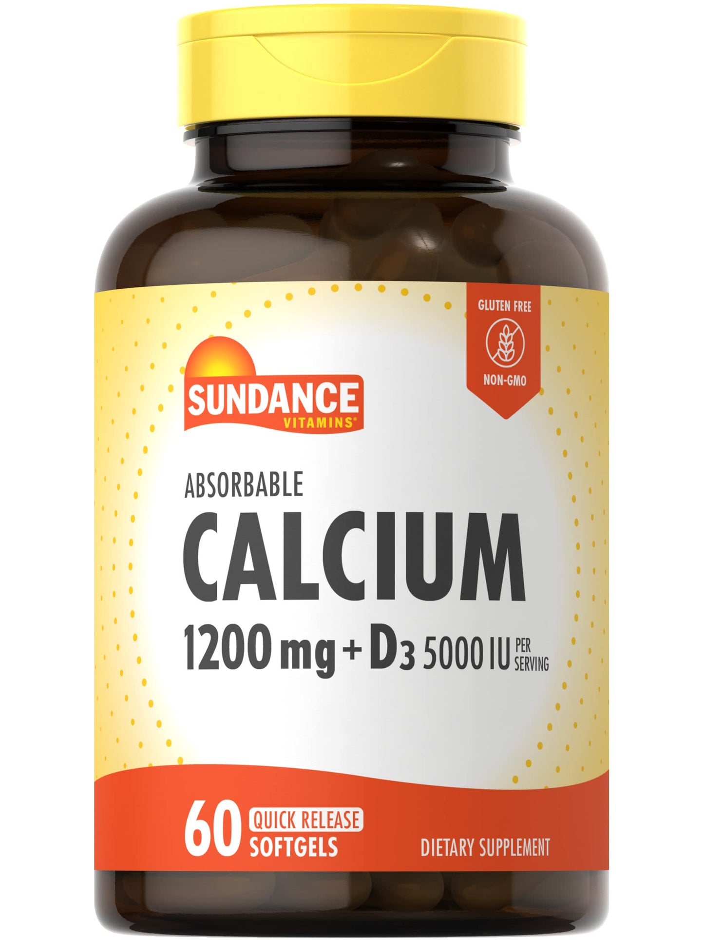 Sundance Calcium 1200 mg with Vitamin D3 5000 IU Softgels 60 Count