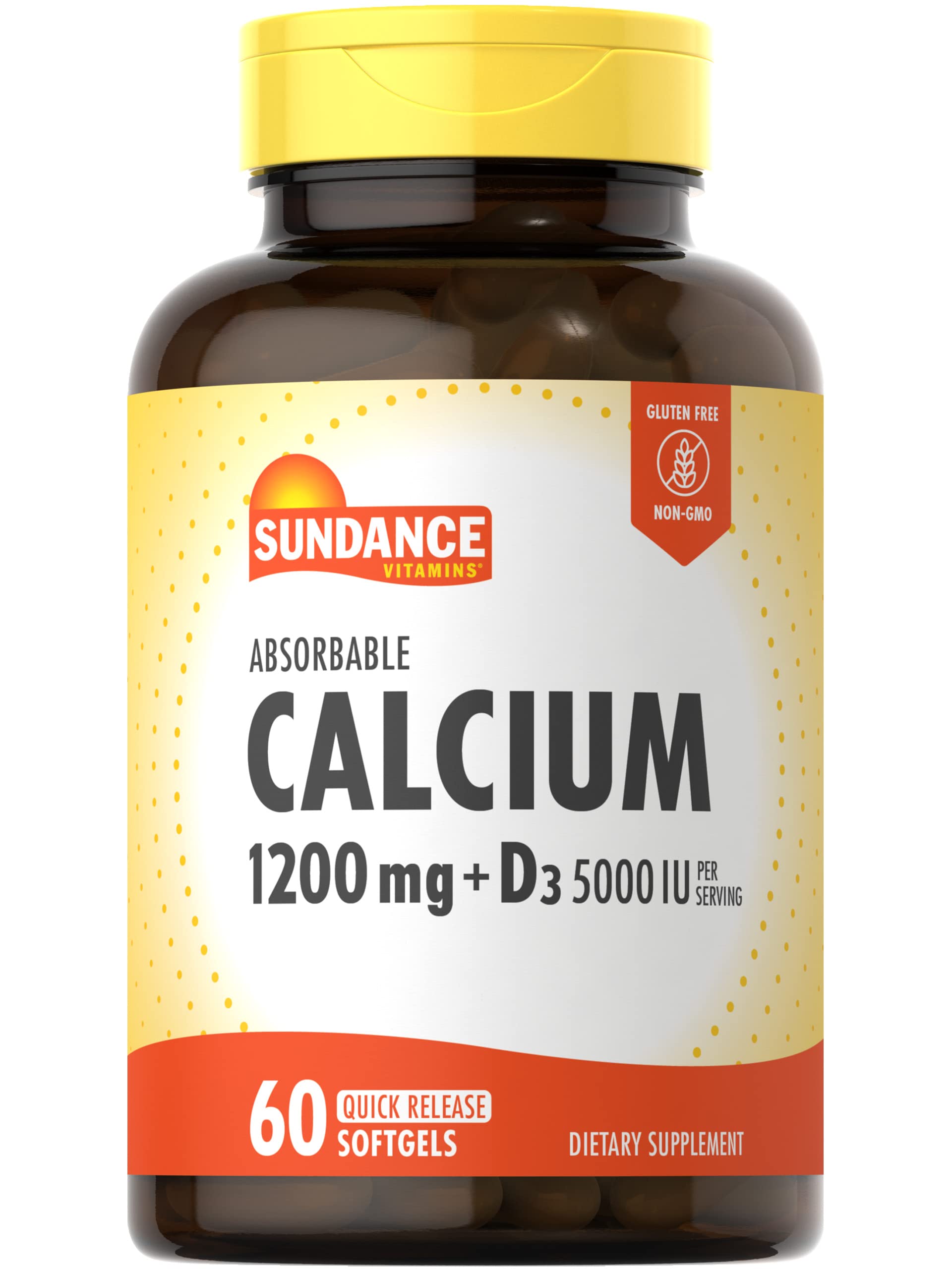 Sundance Calcium 1200 mg with Vitamin D3 5000 IU Softgels 60 Count