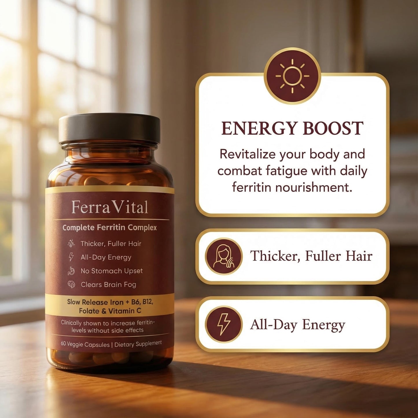 Wanciment Nivara Ferravital Ferritin Support, Ferritin Supplement for Women, Capsule, 60 Count