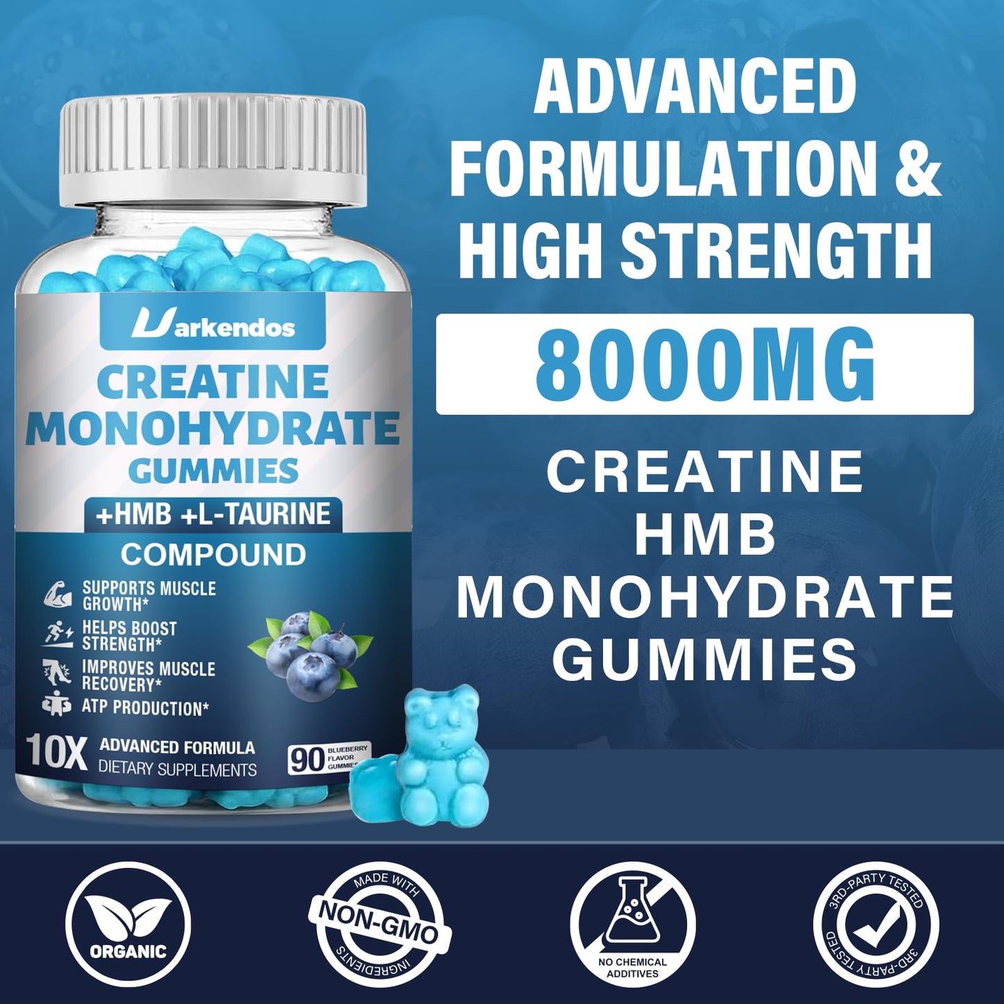 Uarkendos Creatine HMB Monohydrate Gummies, 90 Count