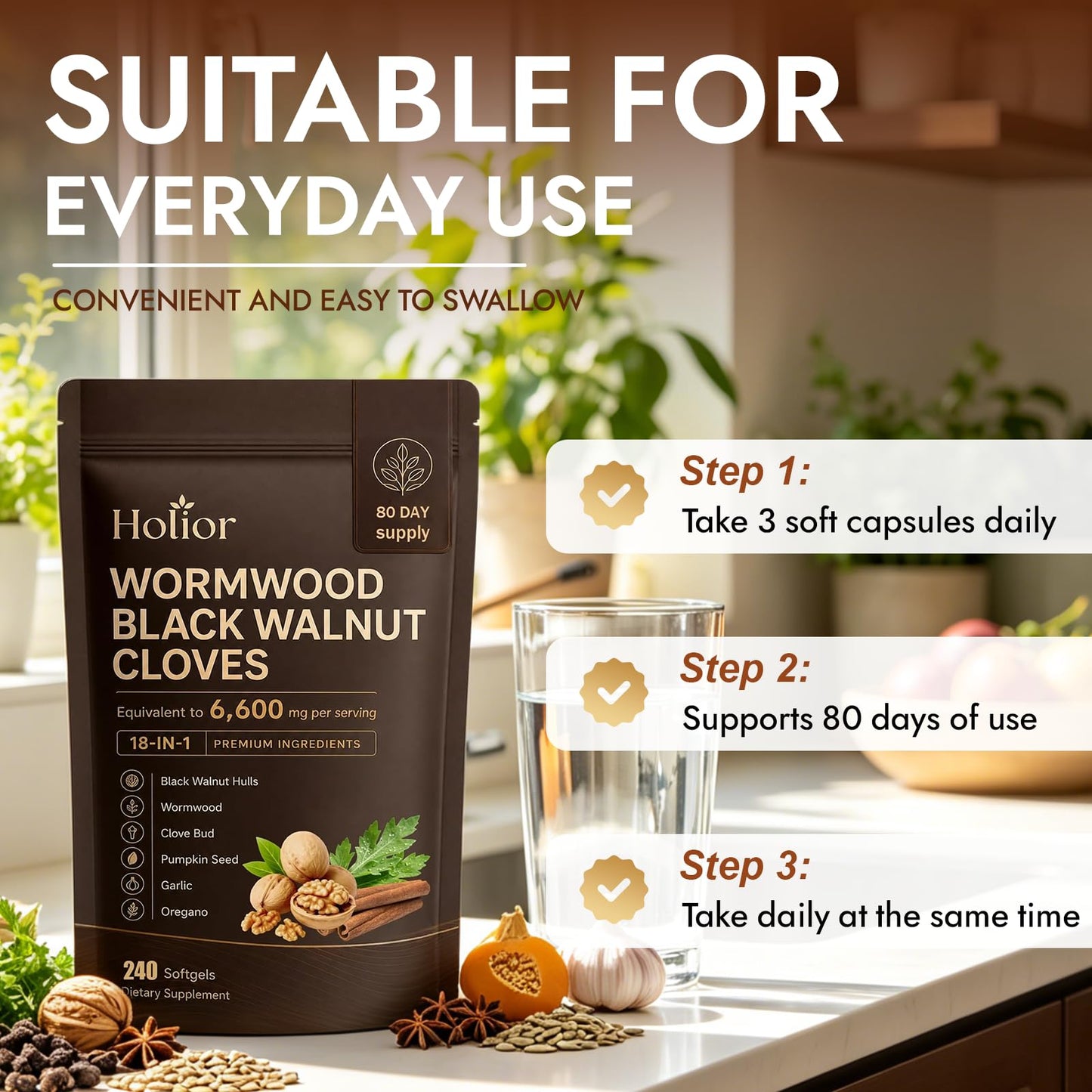Nutraessence Holior Wormwood Black Walnut Cloves 240 Softgels