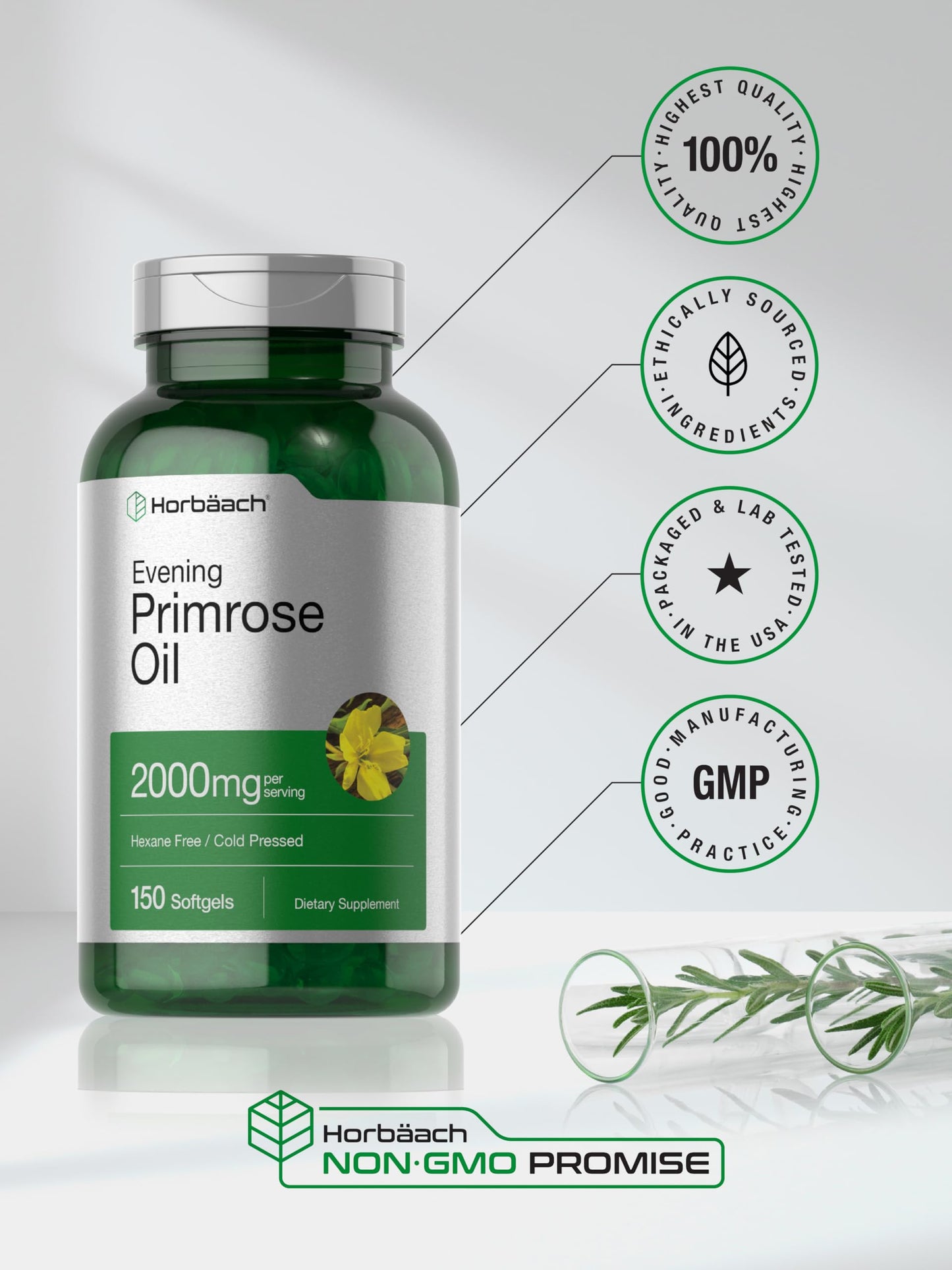 Horbäach Evening Primrose Oil Softgels 150 Count