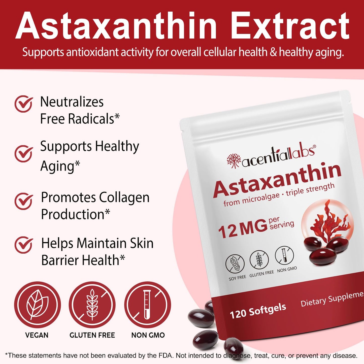 ZUZOKKAHA Astaxanthin 12mg Capsules, 240 Count