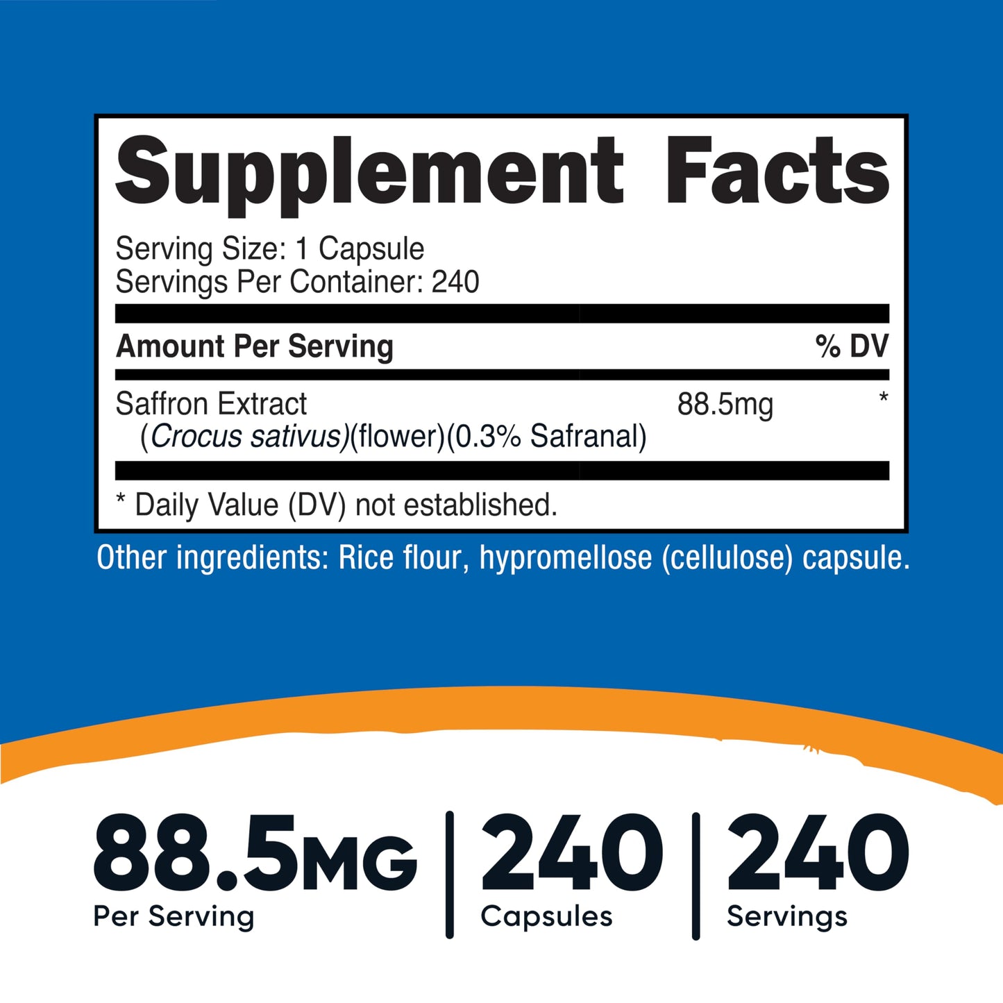 Nutricost Saffron Extract 88.5mg, 240 Capsules