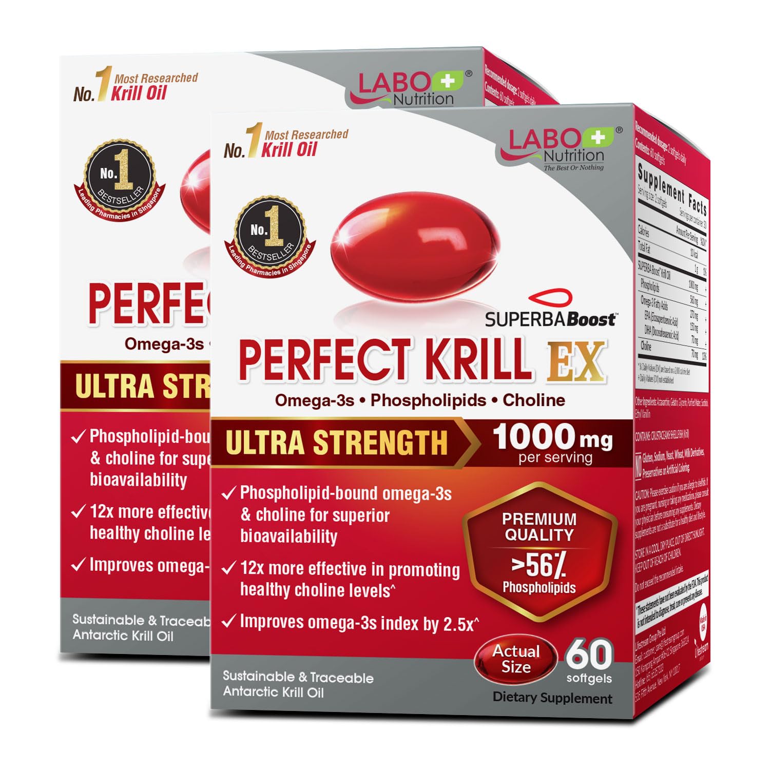 LABO Nutrition Perfect Krill EX 1000mg Superba Boost Softgels 120