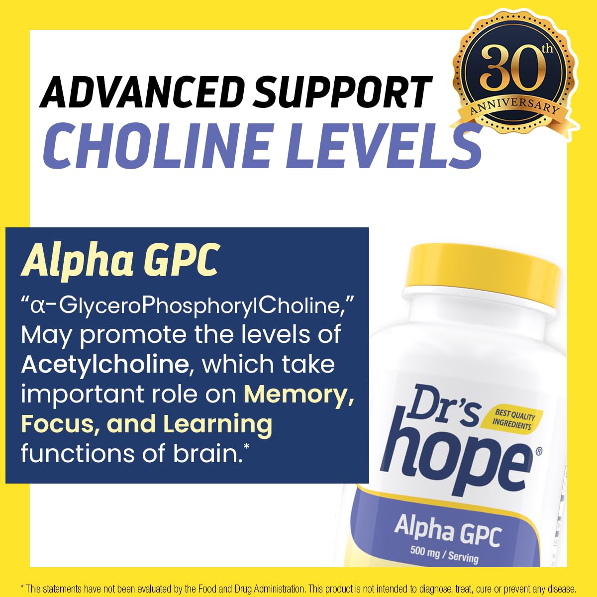 Dr’s Hope Alpha GPC 500mg Capsule 180 Count
