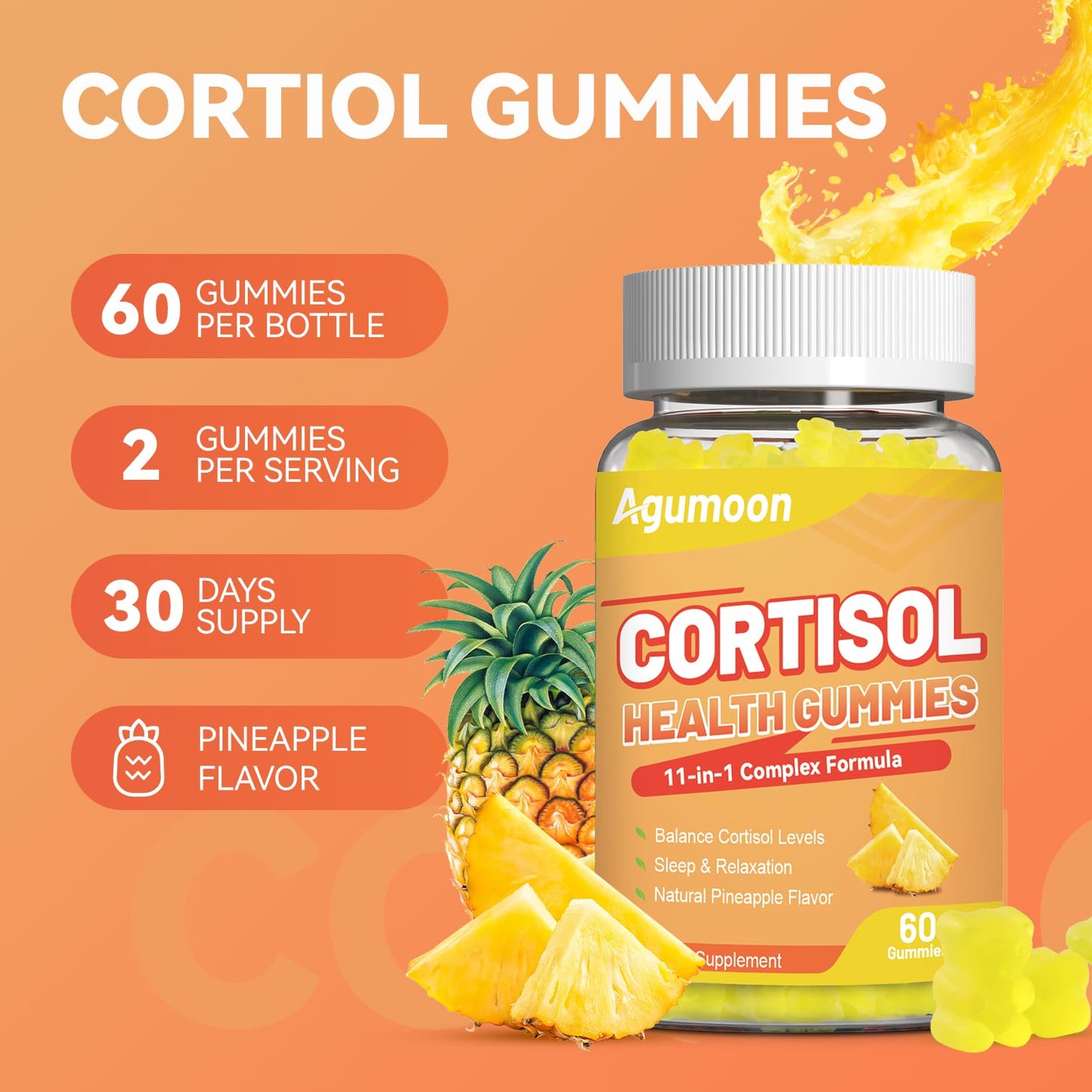 Agumoon Cortisol Gummies for Women, 120 Gummies