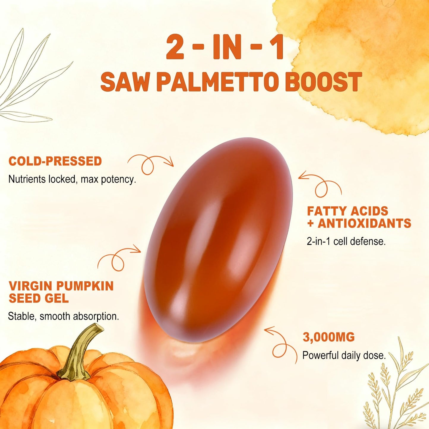 BEWORD Pumpkin Seed Oil with Saw Palmetto Softgels 300