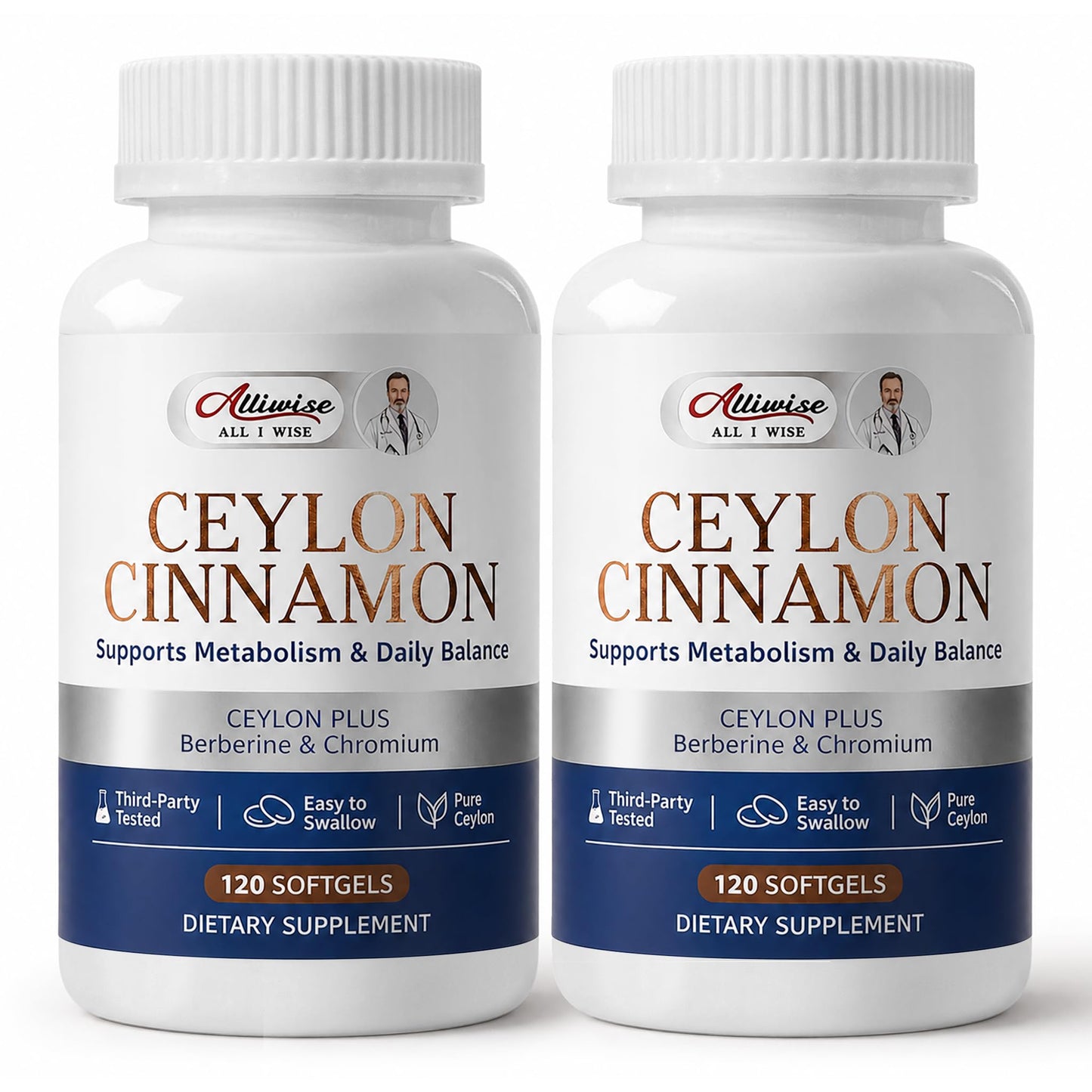 Alliwise Ceylon Cinnamon Softgels with Berberine & Chromium 240 Count