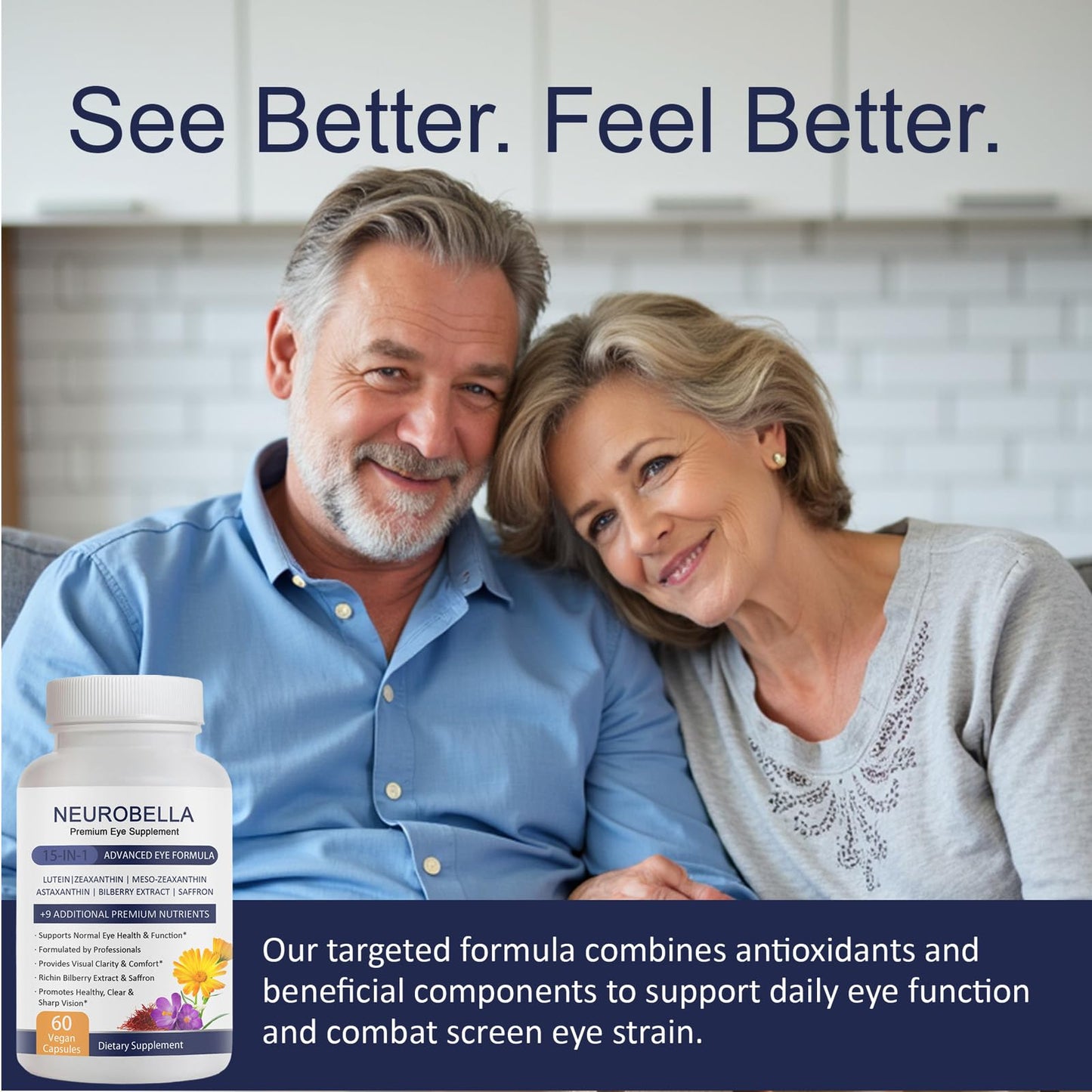 Primalcompound Neurobella Eye Formula 15-in-1 Eye Nutritional Support Capsules, 60 Capsules