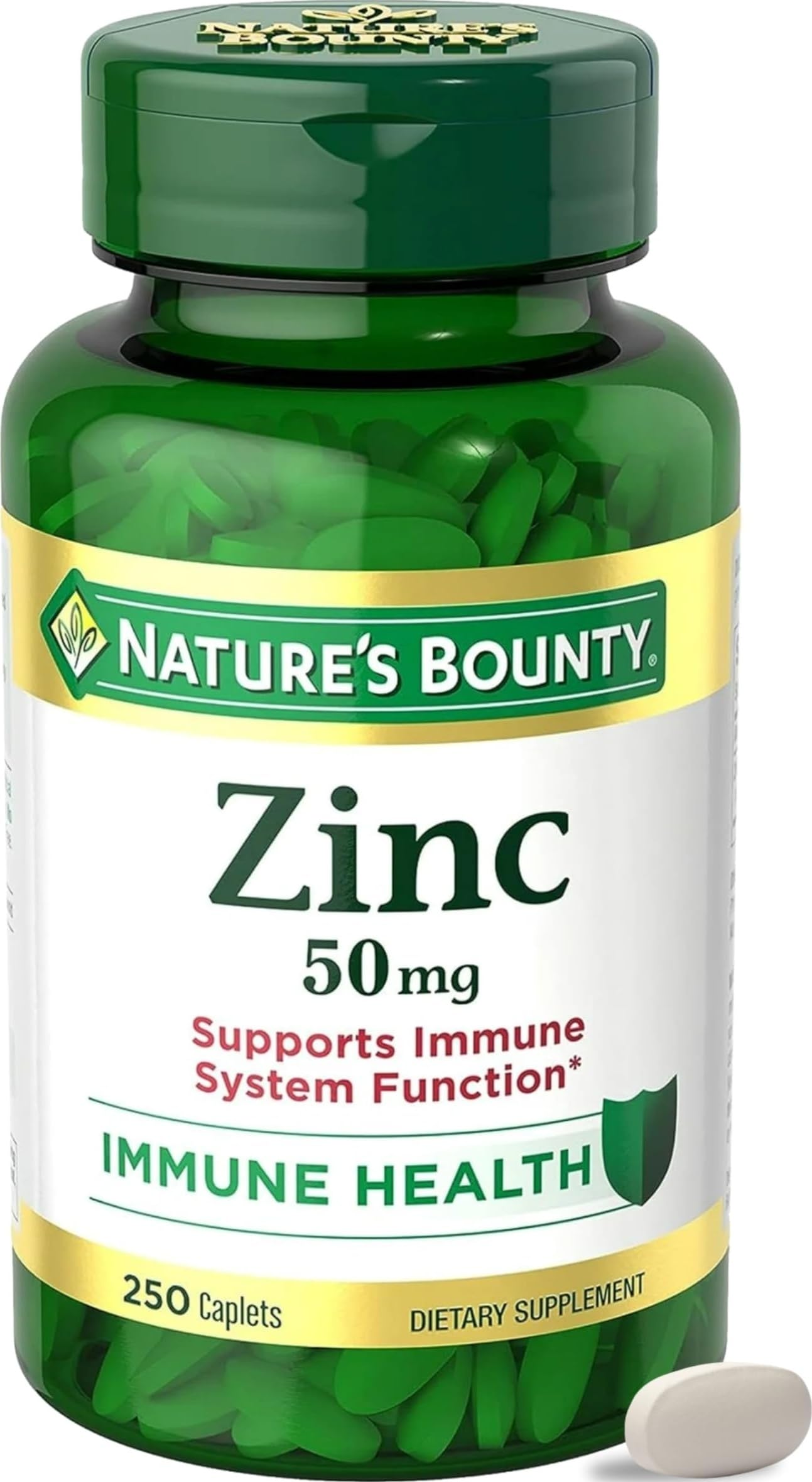 Nature’s Bounty Zinc 50mg, Immune Support & Antioxidant Supplement, Promotes Skin Health, Tablet, 250 Count