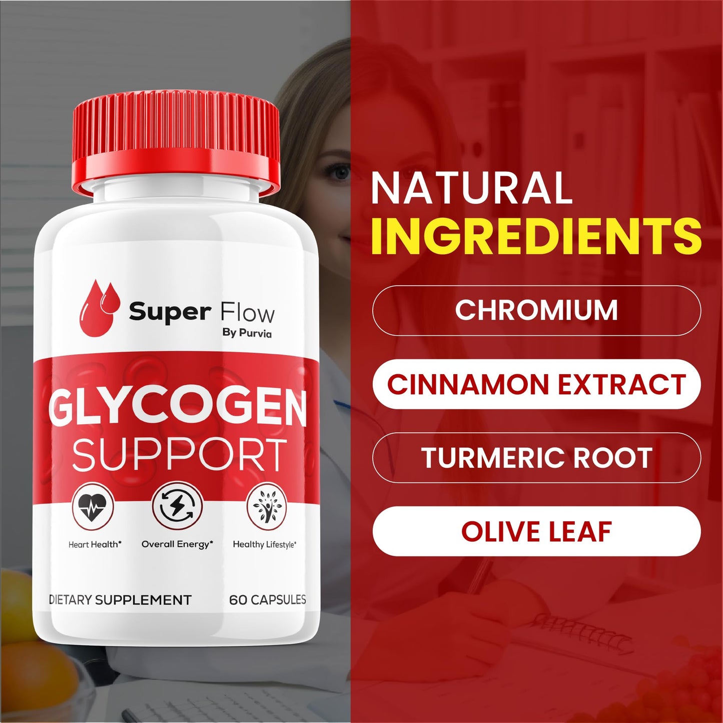 Purvia Super Flow Glycogen Optimizer Capsule, 120 Count