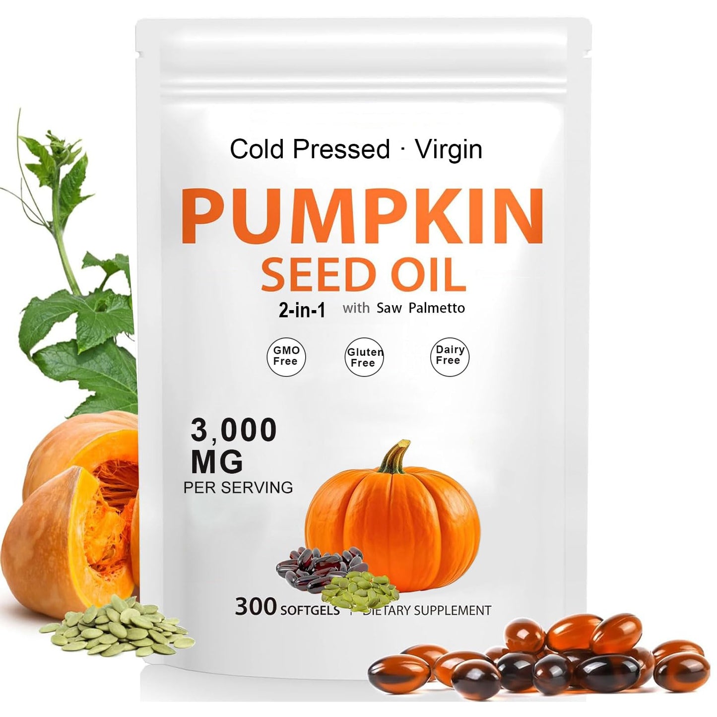 Zenbora Pumpkin Seed Oil with Saw Palmetto Softgels, 300 Count