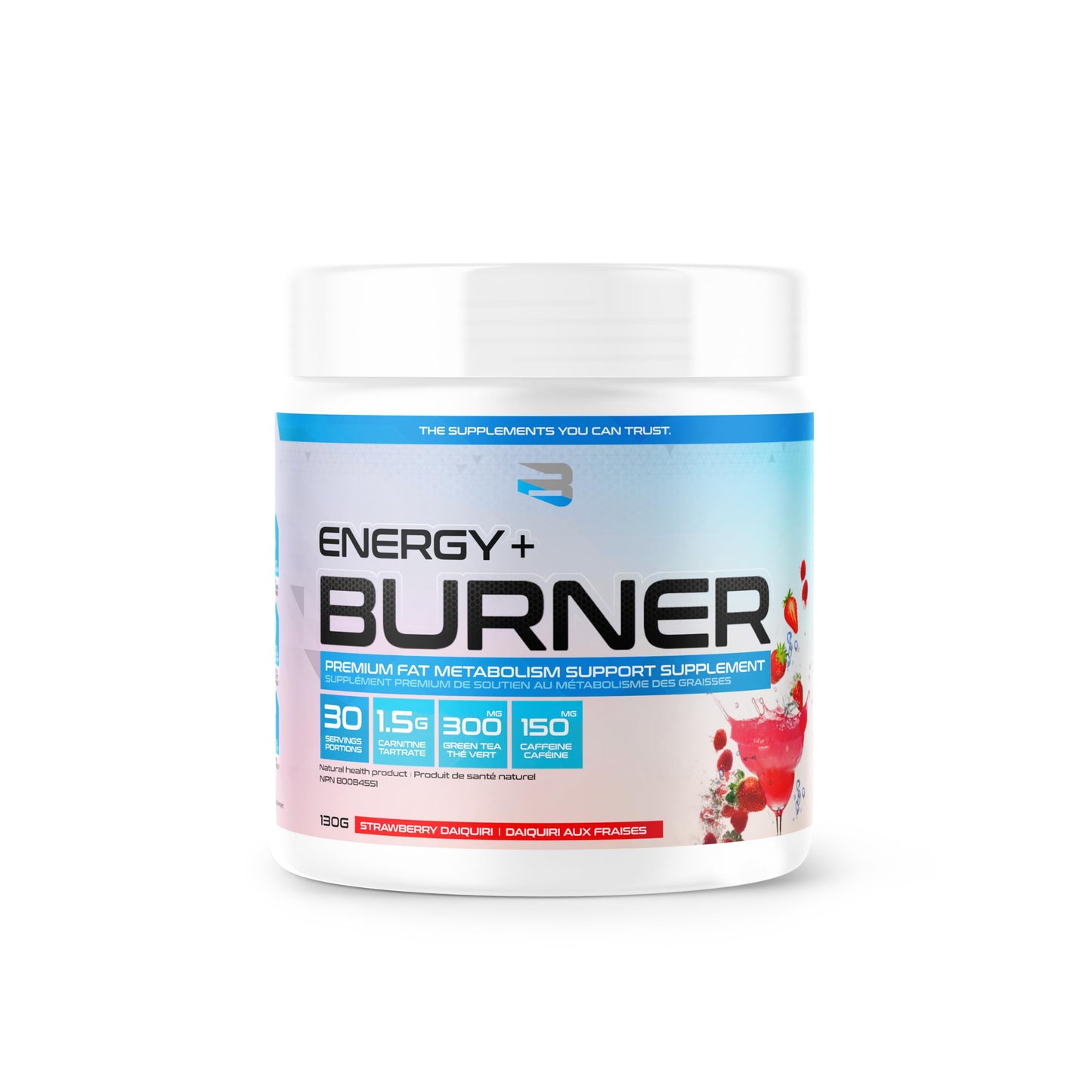 Believe Supplements Energy + Burner Strawberry Daquiri Powder 4.59 Ounce