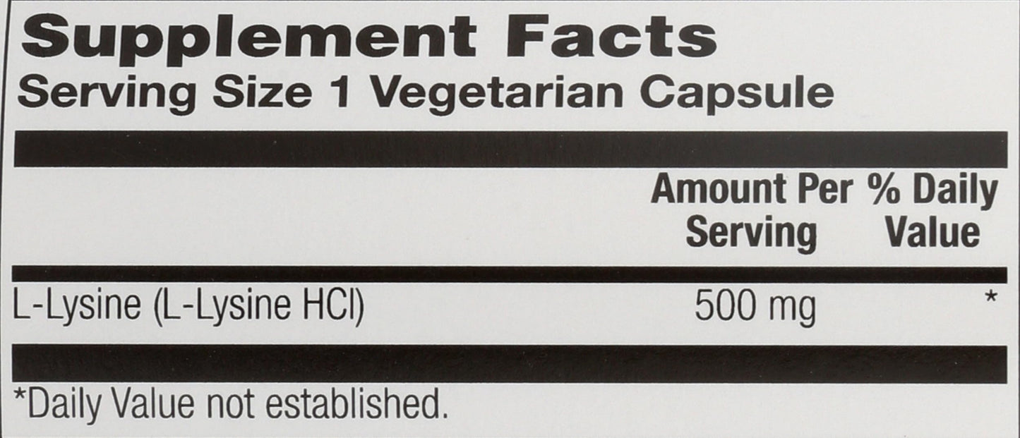 Solaray L-Lysine 500mg VegCap, Tablet 120 Count