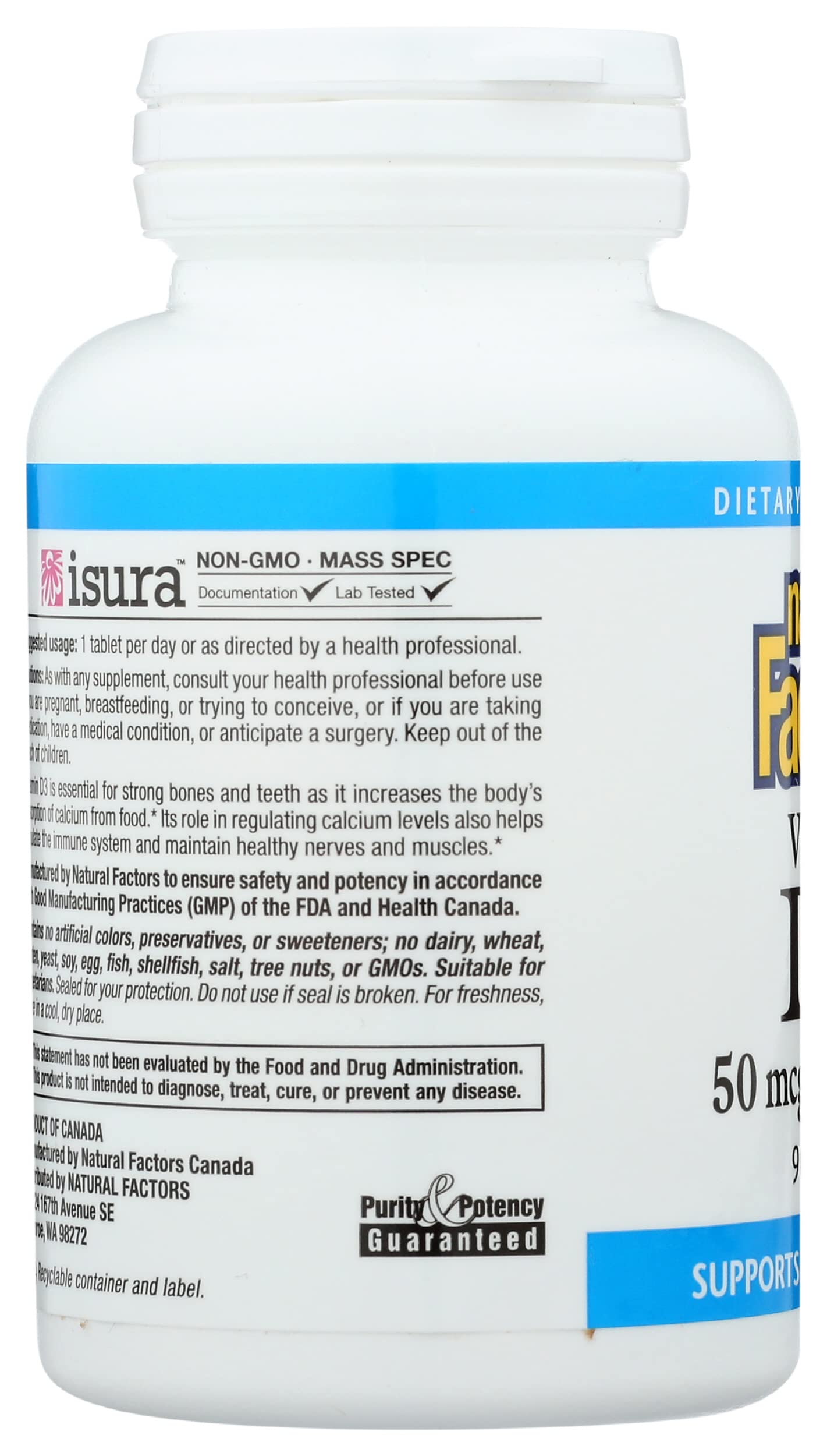 Natural Factors Vitamin D3 2000 IU, 90 Tablets