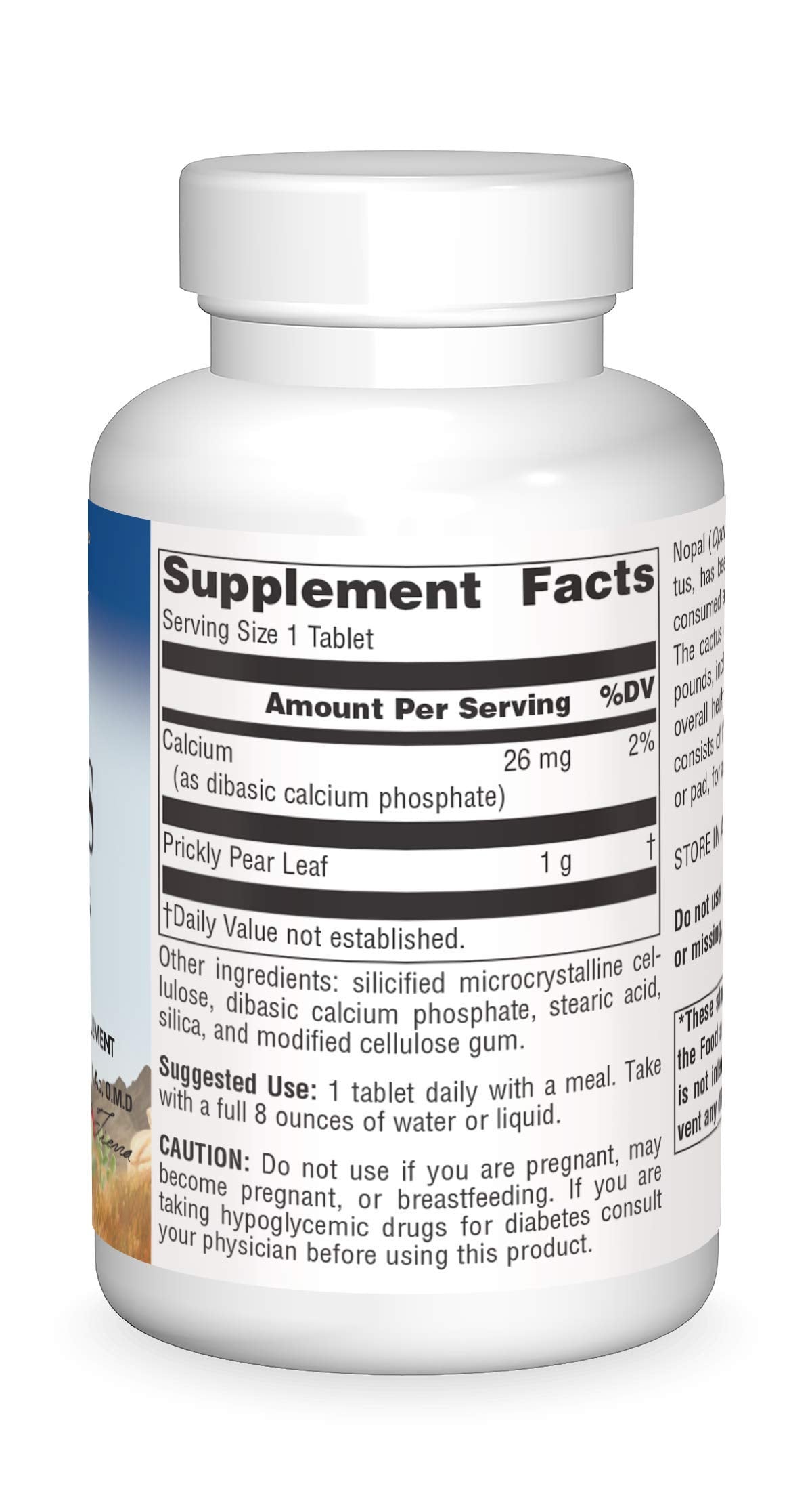 Planetary Herbals Full Spectrum Nopal Cactus, Prickly Pear Cactus, 1000 mg, with Prickley Pear Leaf, Tablets, 120 Count