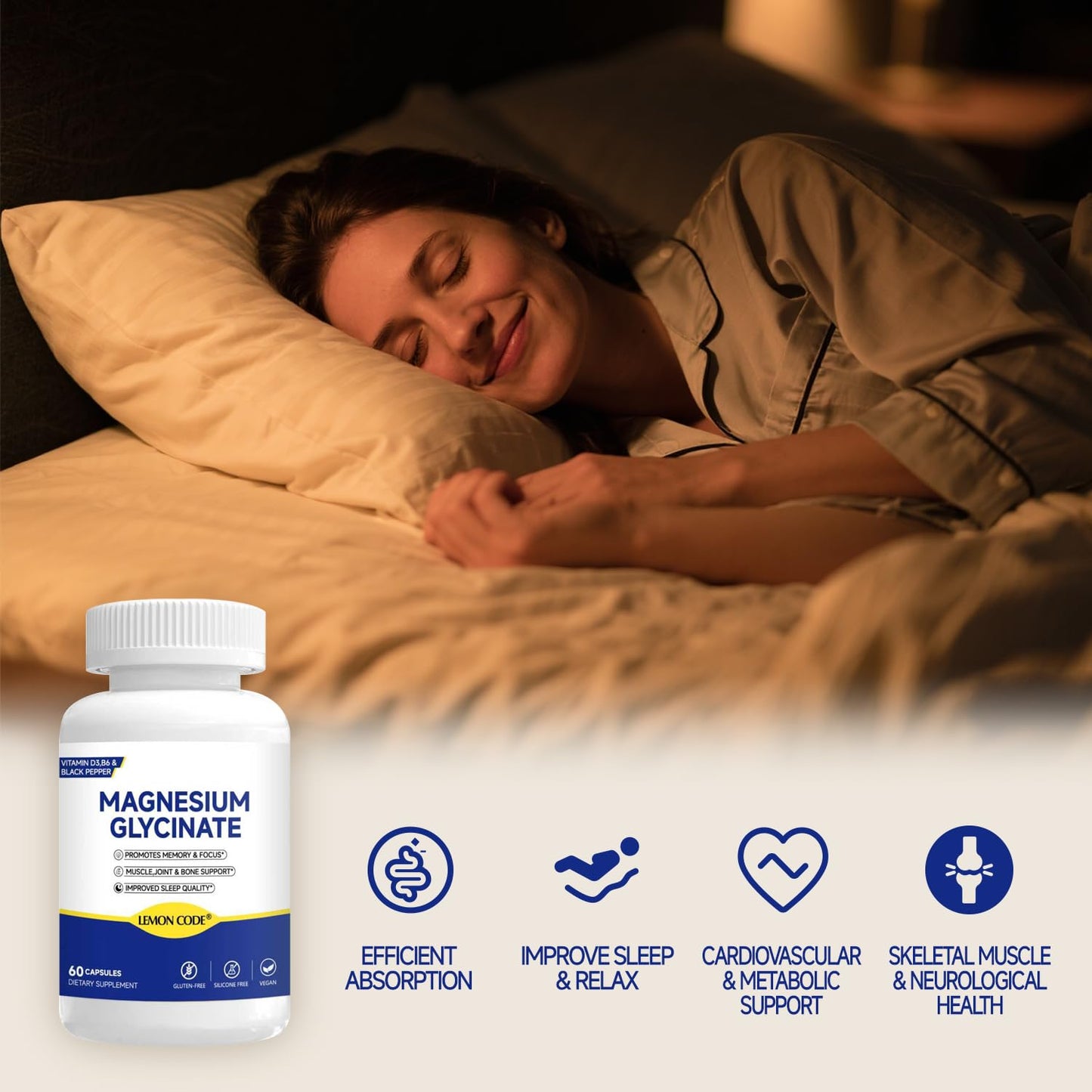 LEMON CODE Magnesium Glycinate Capsules, 60 Capsules