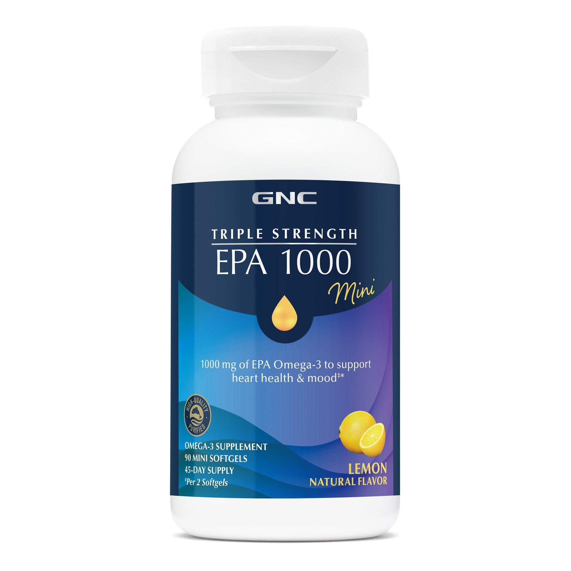 GNC Triple Strength Fish Oil EPA 1000 Mini Softgels, 90 Count