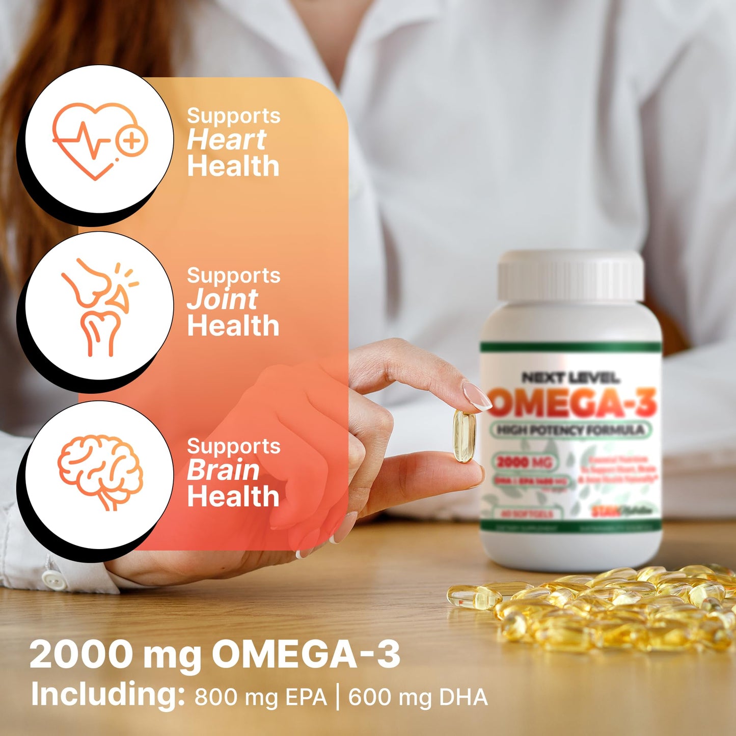 STAW Nutrition Omega 3 Fish Oil Supplement Softgels 60 Count