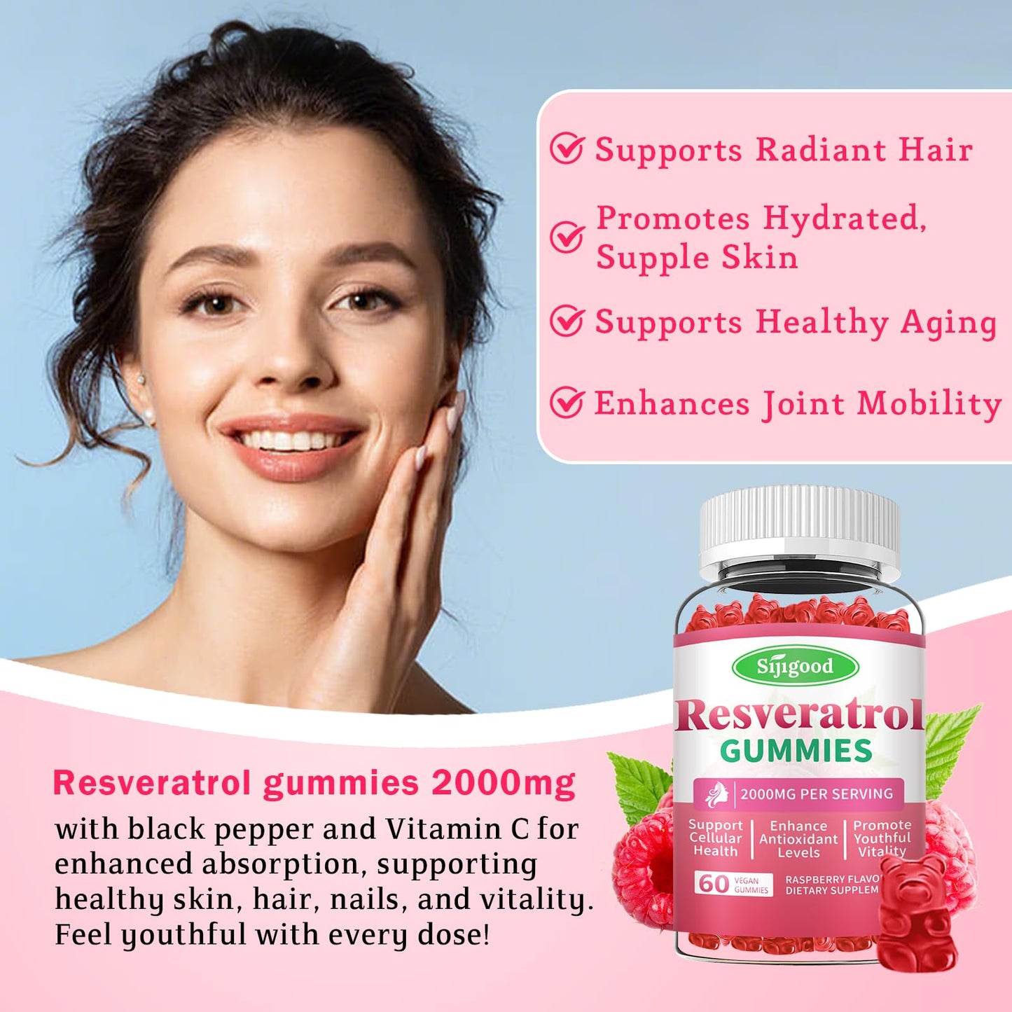 Sijigood Organic Resveratrol Gummy 60 Count