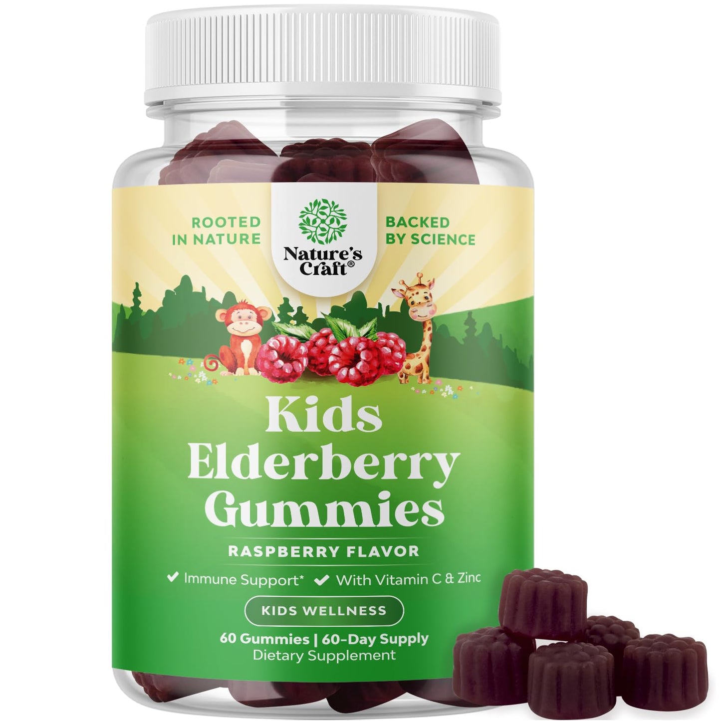 Natures Craft Sambucus Elderberry Gummies for Kids Health Gummy, 60 Count