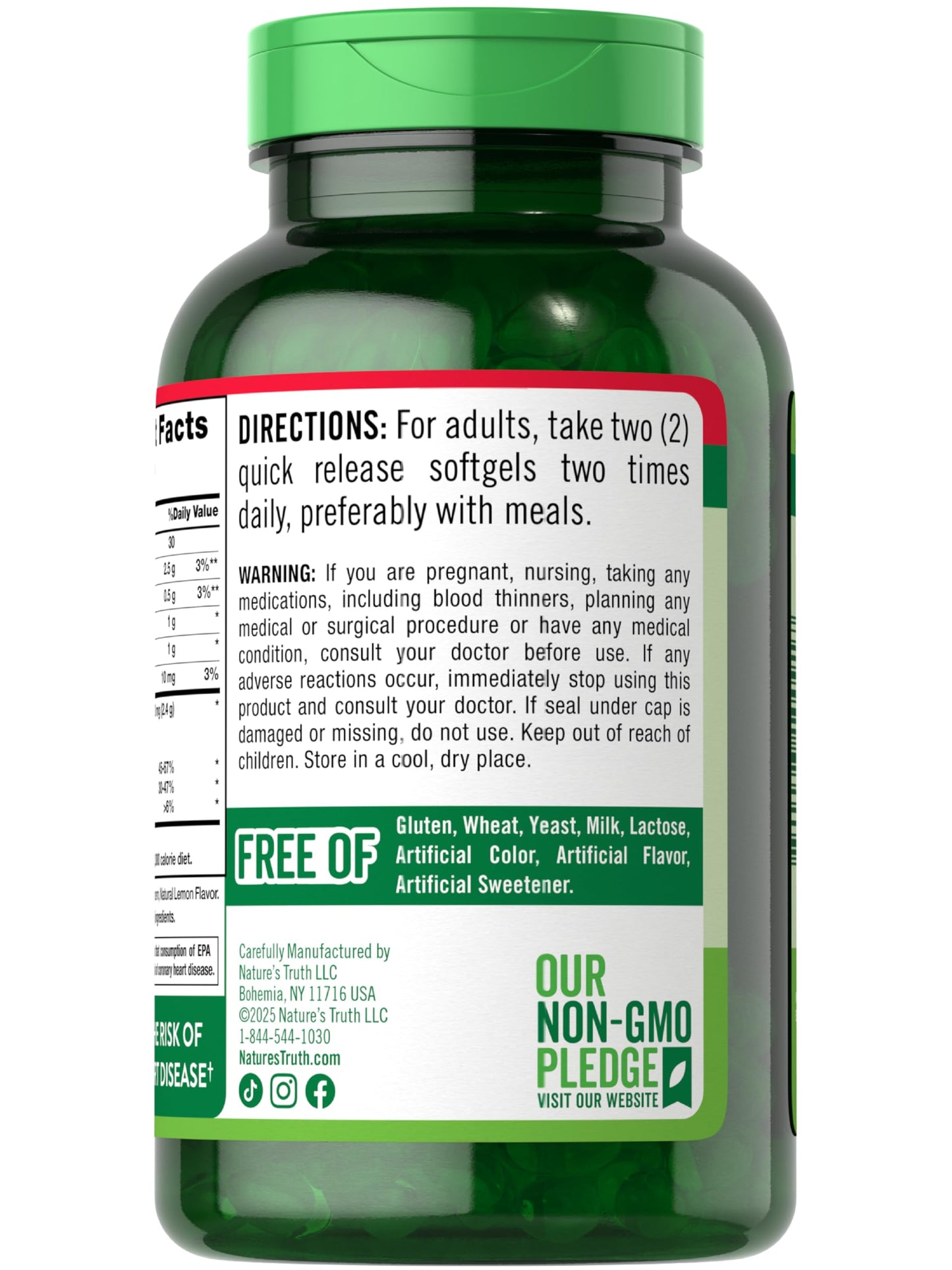 Nature's Truth Burpless Fish Oil 2400mg Softgels, 250 Count