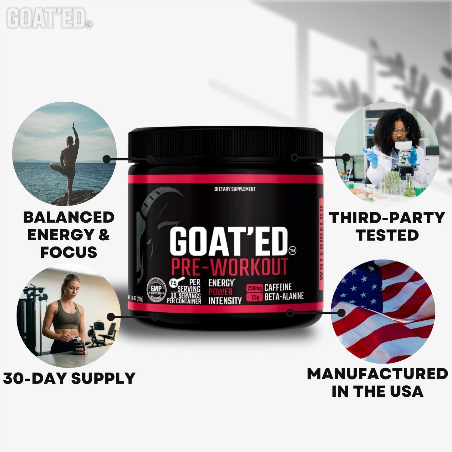 GOAT'ED Pre Workout Powder 7.94 Ounces