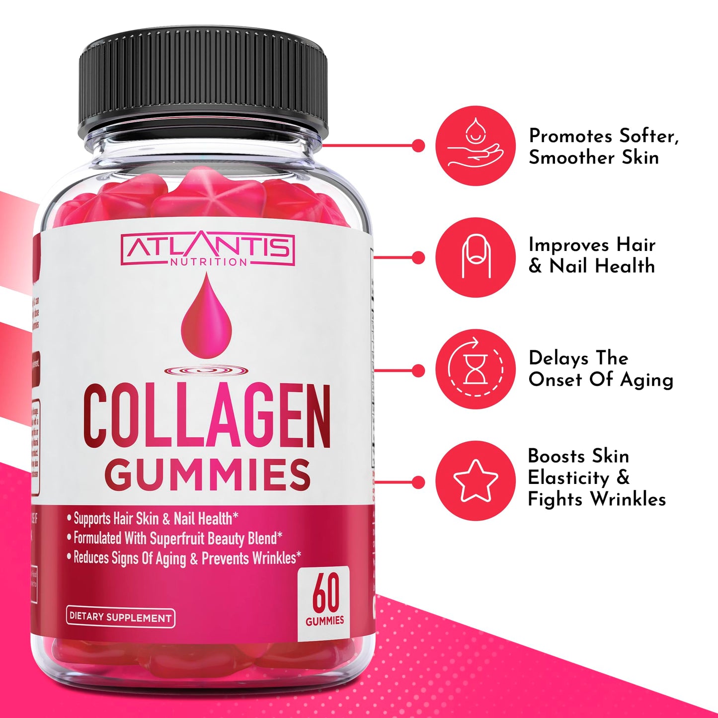 Atlantis Nutrition Collagen Peptides Gummies, 60 Count