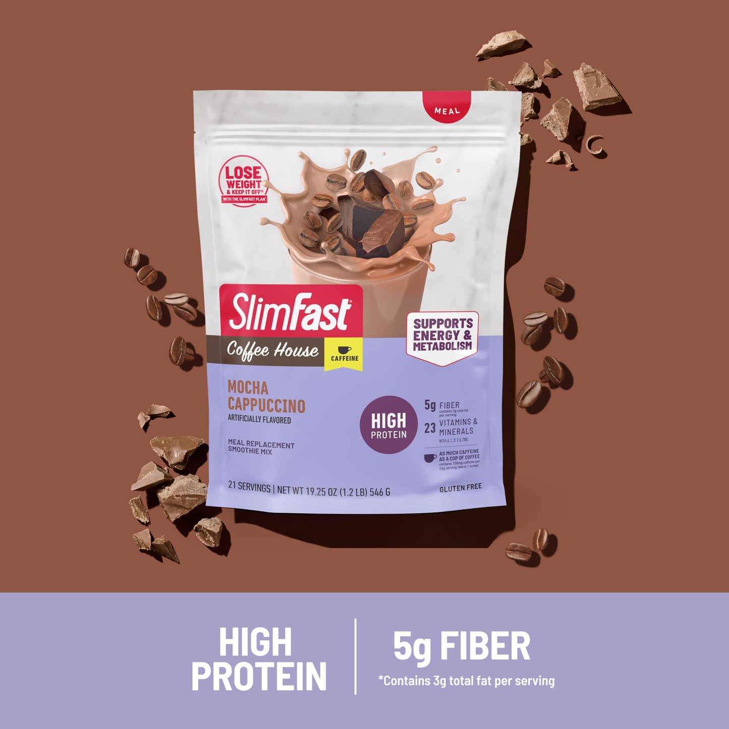 SlimFast High Protein Meal Replacement Powder Mocha Cappuccino, 19.25 Ounce