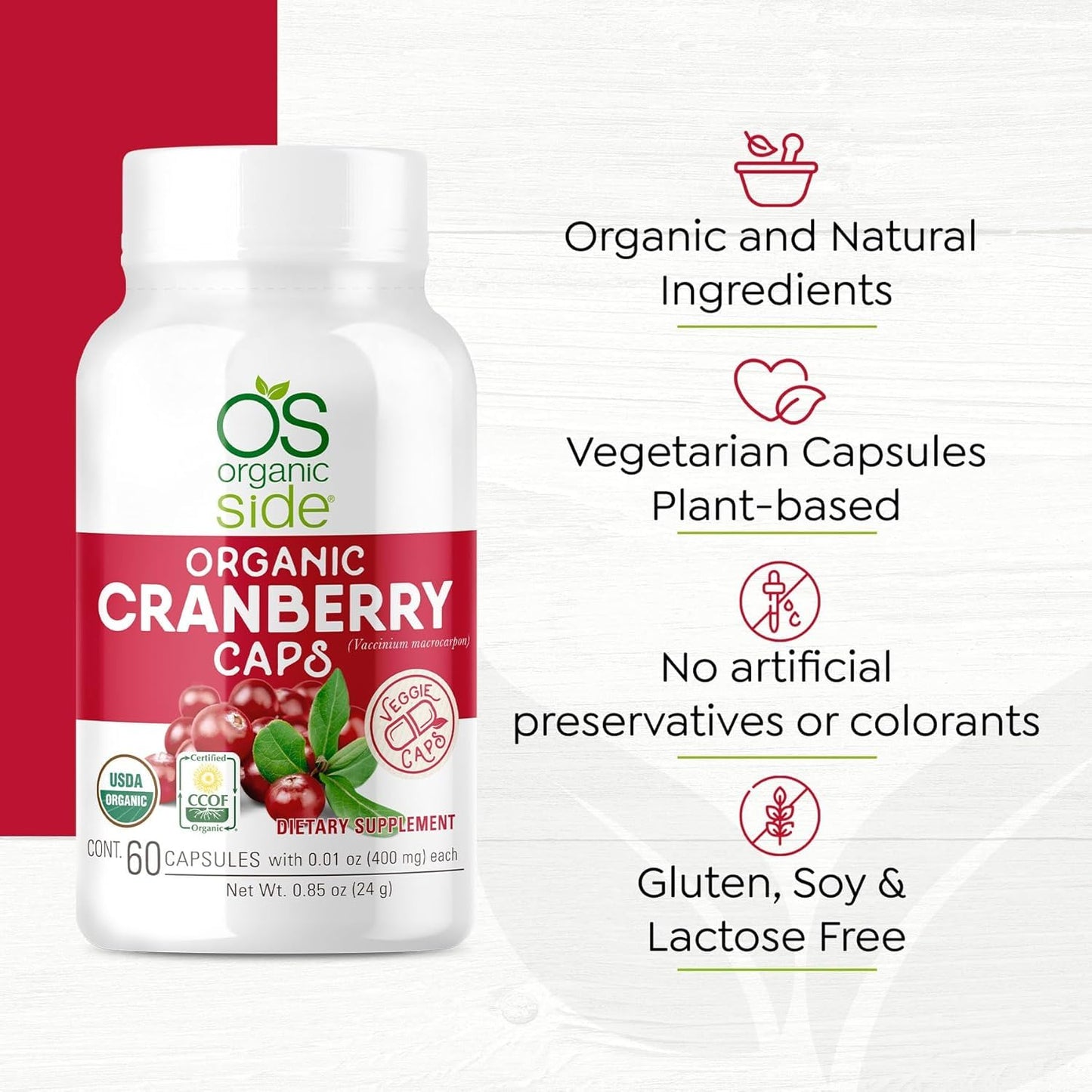 OS Organic Side Organic Cranberry 120 Capsules